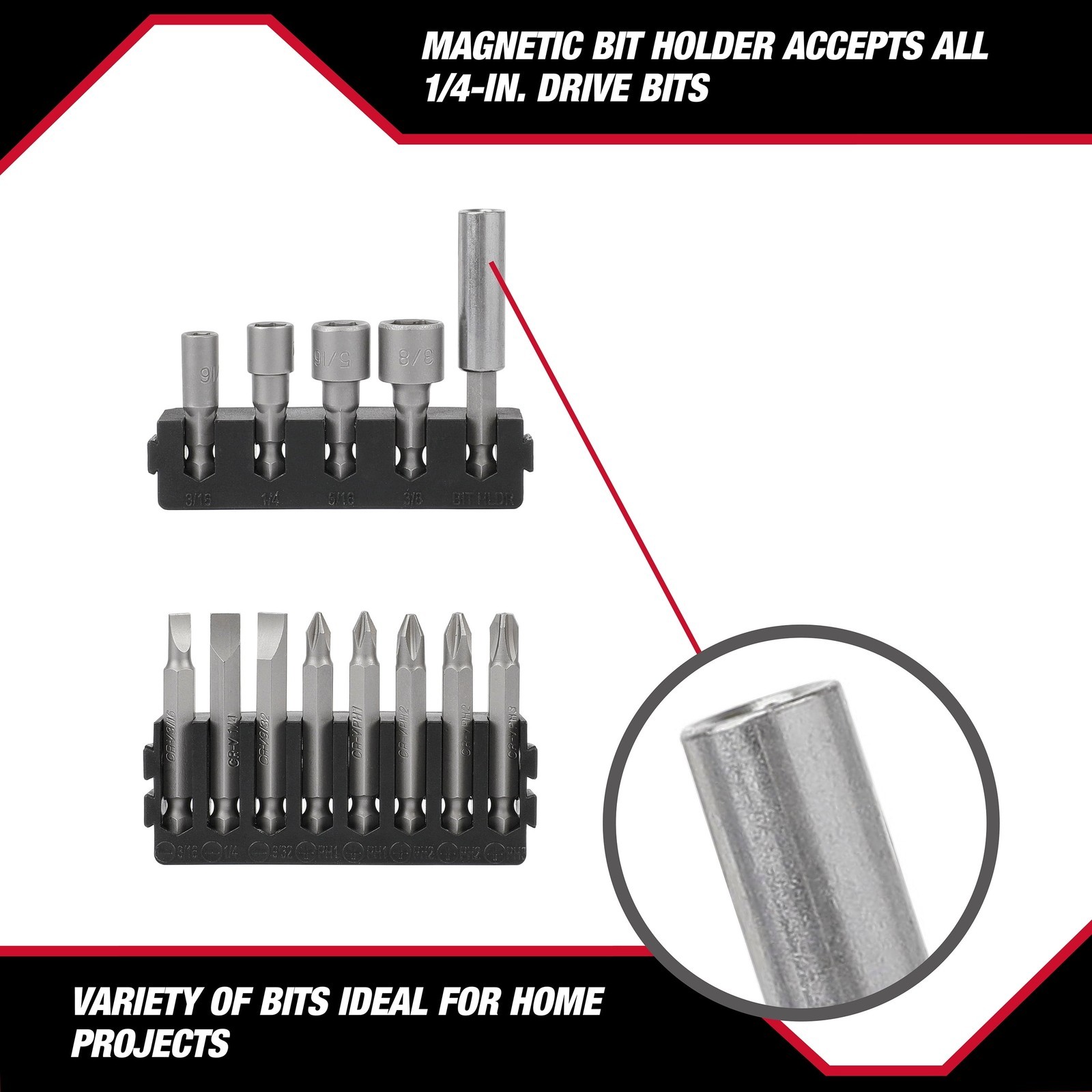 37-Pc Screwdriver Bit Set Includes Magnetic Bit Holder Storage Case Home Garage
