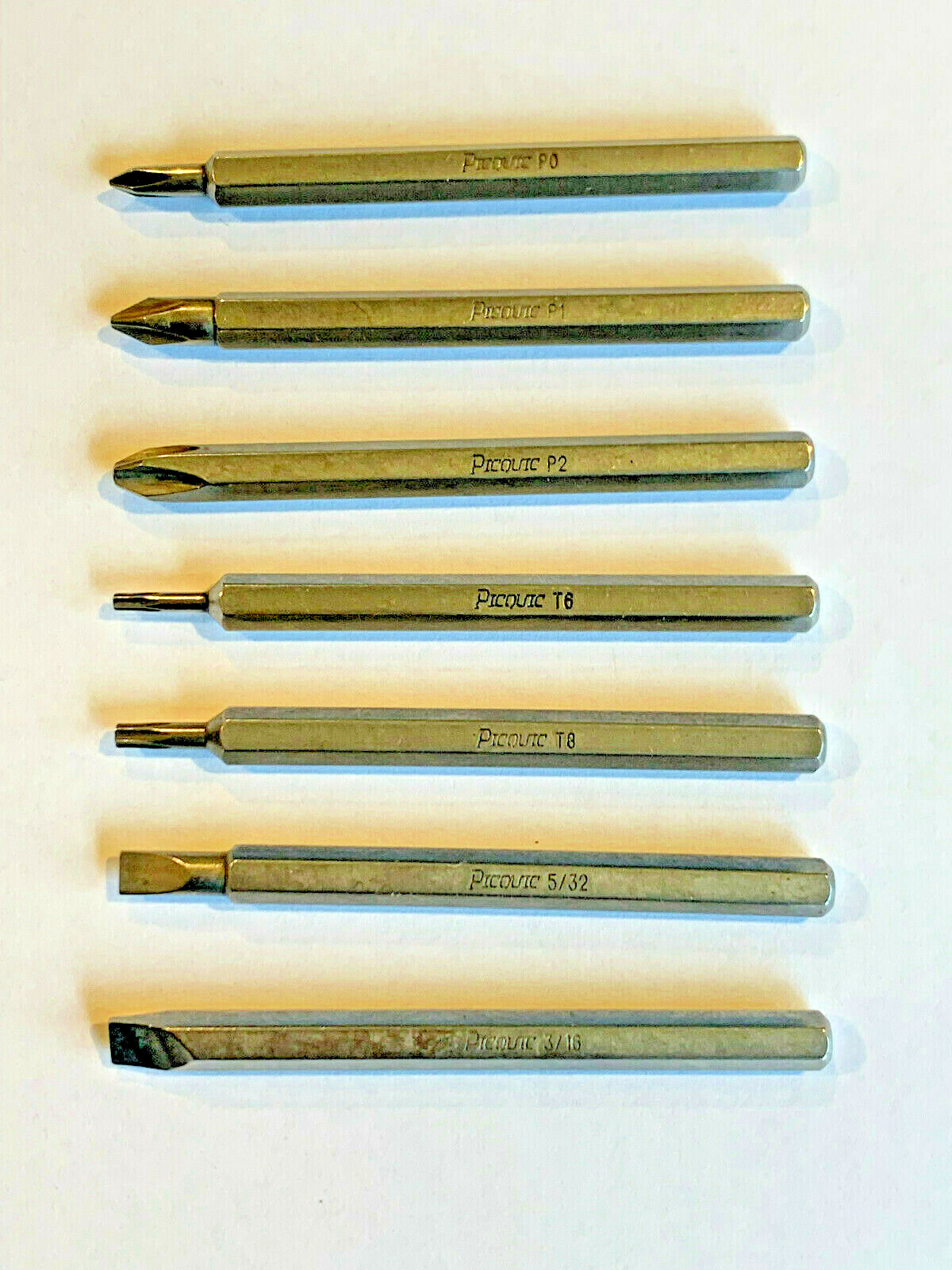 PICQUIC – Multique Replacement Bits – 7 insert Bits – 3/16″ hex – 2.5″ long