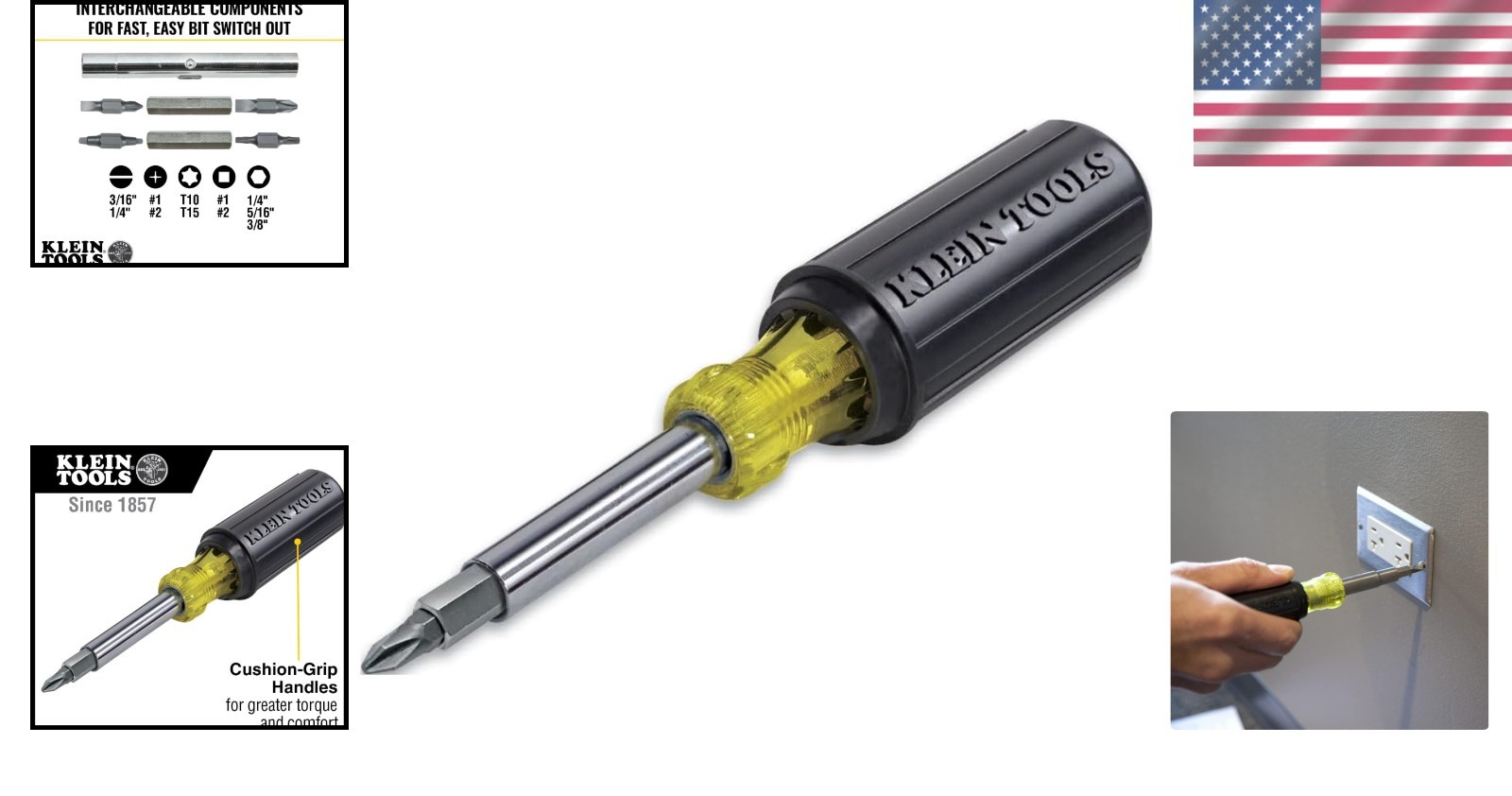 All-in-One 11-in-1 Screwdriver/Nut Driver Set with Cushion Grip Handle – 8 Bits