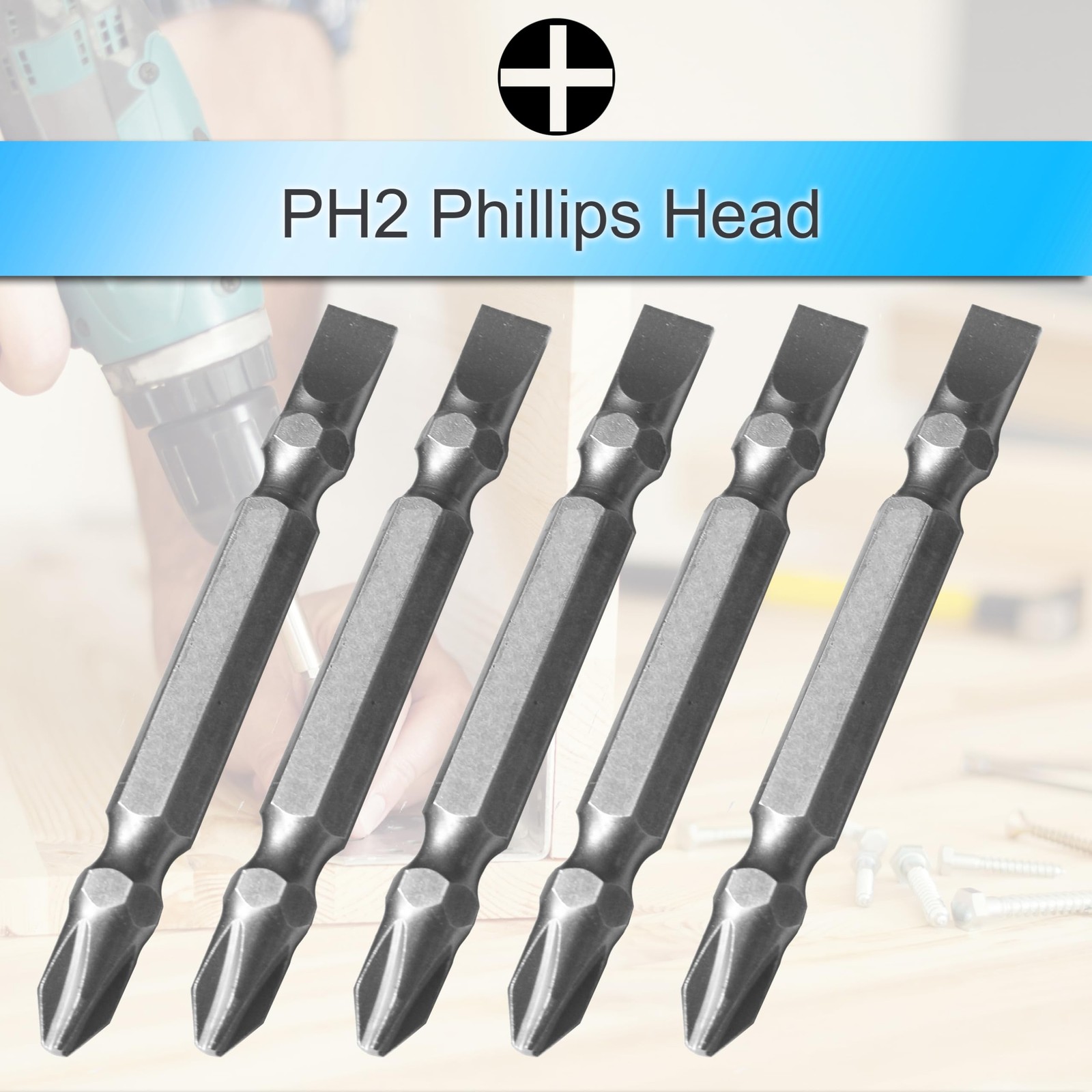5Pcs PH2/SL6 Phillips and Slotted Flathead Double Ended Screwdriver Bits Magn…