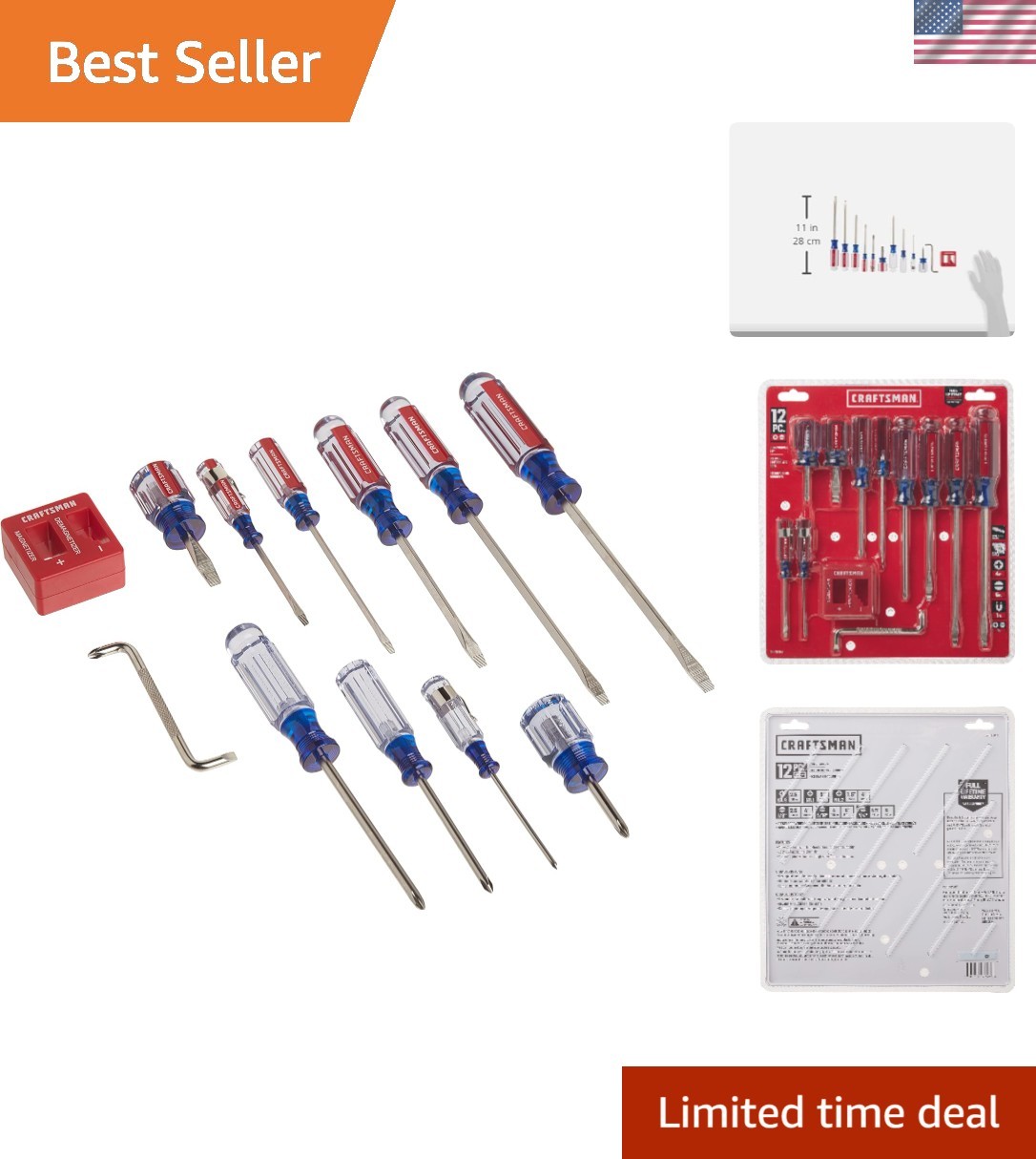 Brand New Screwdriver Set Assorted 12PC Blue Red Silver