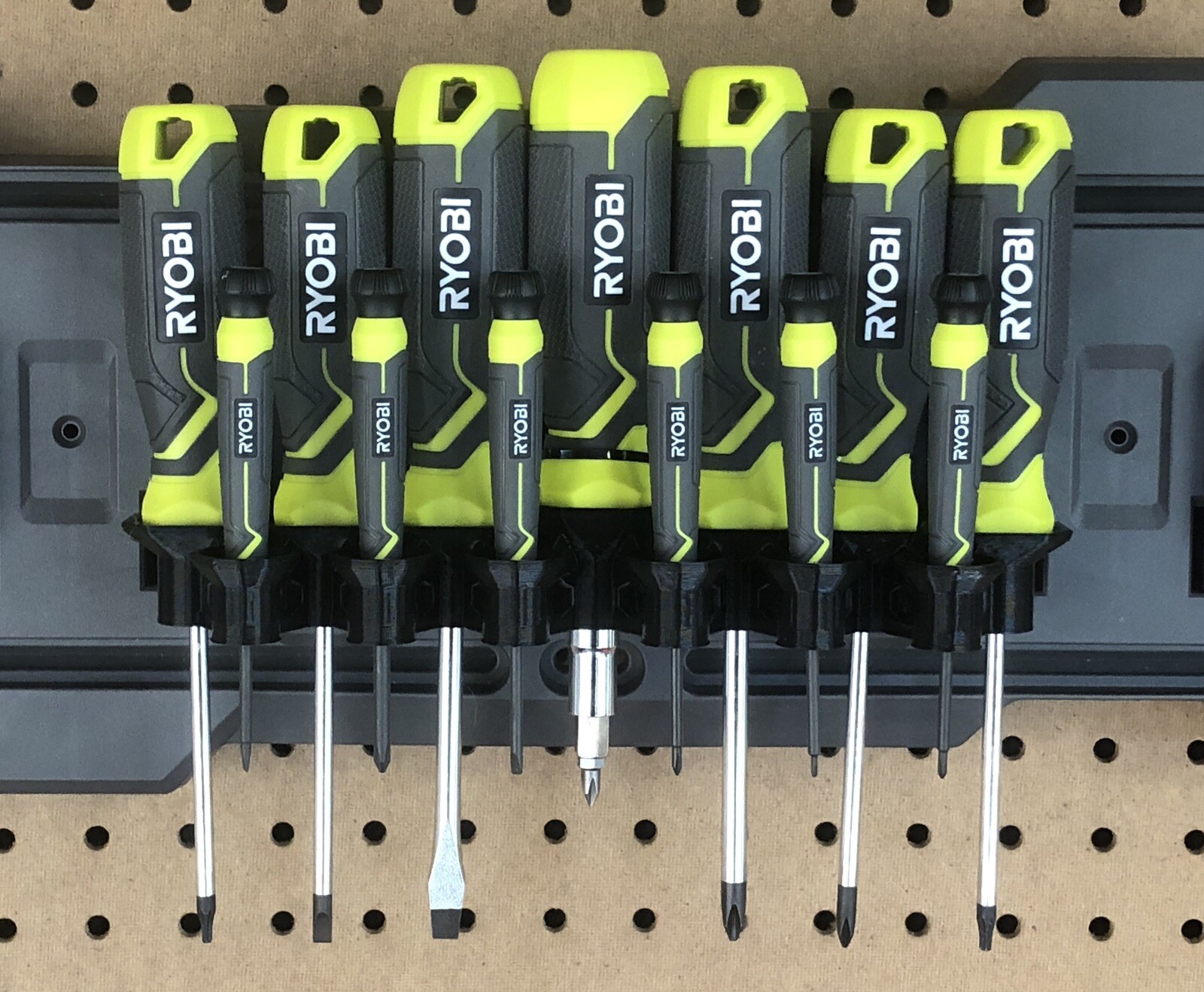 13 Screwdriver Holder For Ryobi Link Rails, pegboard, or wall. Garage Tool-Green