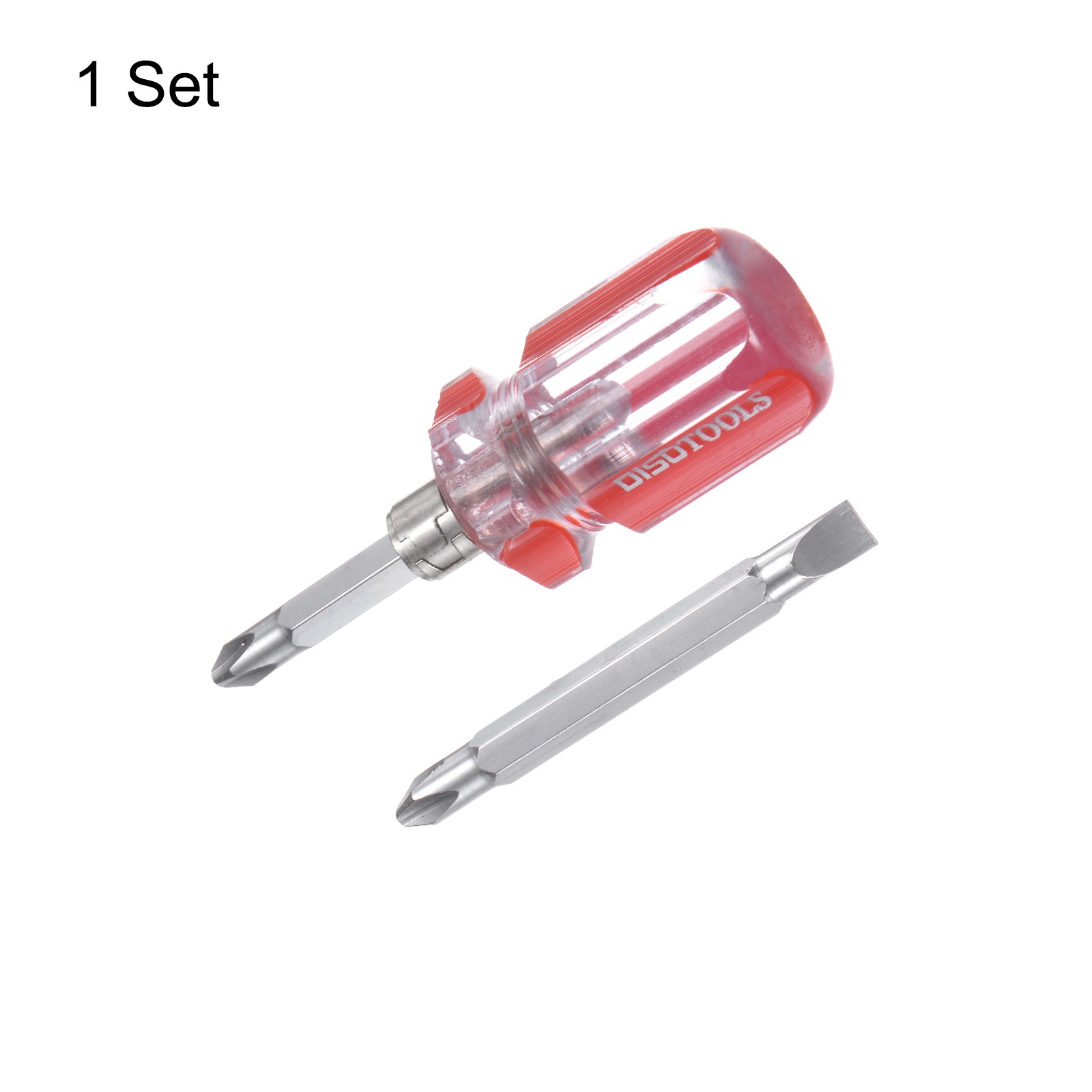 2 in 1 Short Screwdriver Stubby Magnetic Phillips Flat Head Screwdriver Red