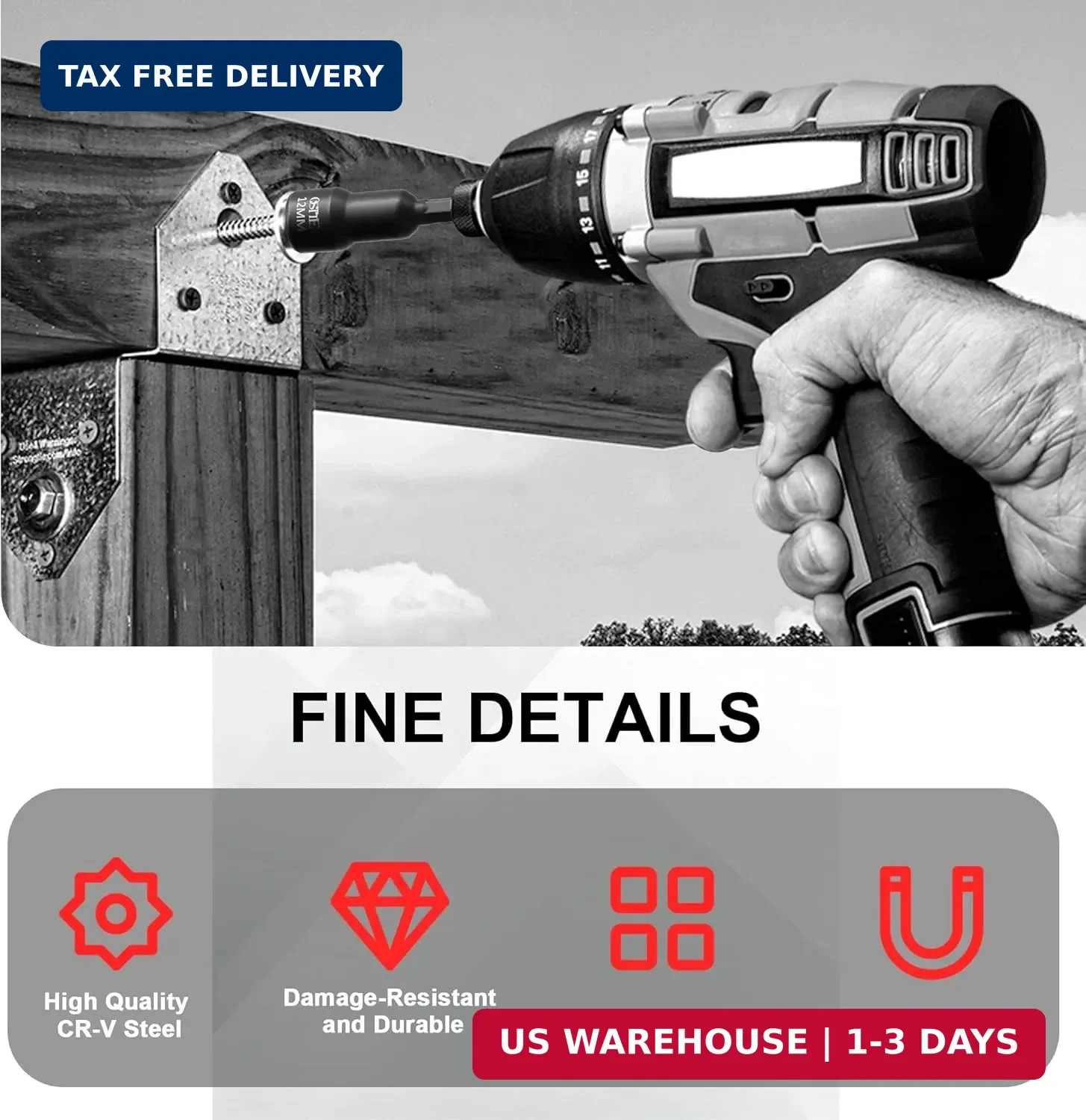 12 PCS Magnetic Nut Driver Set Metric SAE 1/4 Hex Impact Sockets