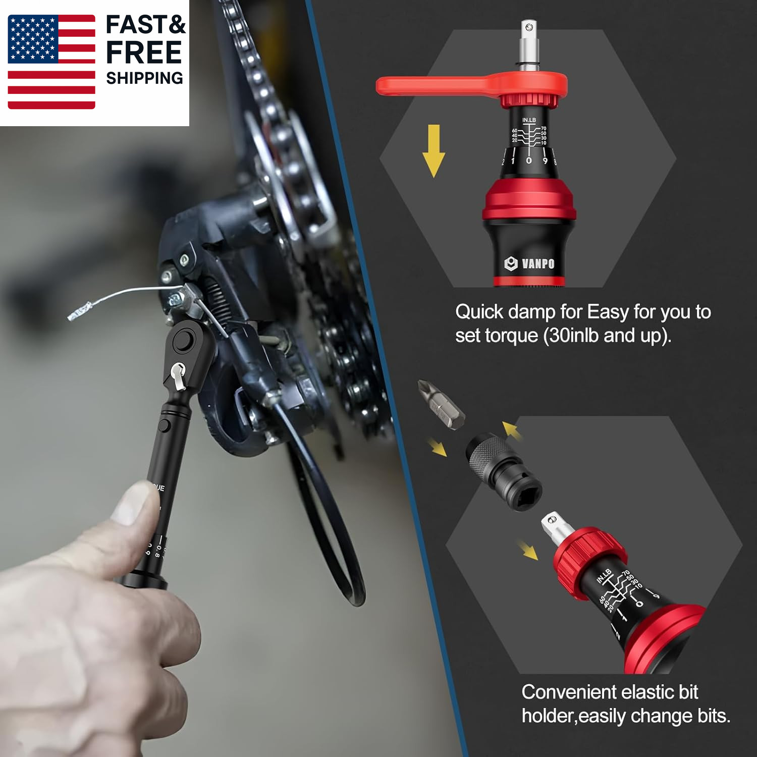 Torque Screwdriver Set 10-70 In.Lb, 48Pcs 1/4″ Drive Torque Screwdriver S2 Bits