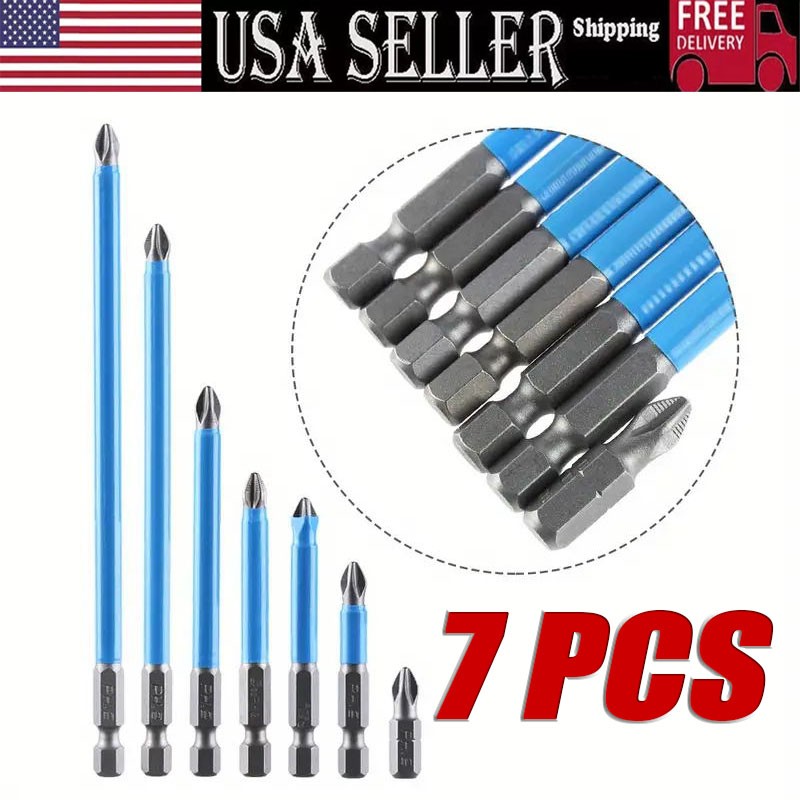 7X Magnetic screwdriver bit Bits set PH2 Anti-slip Hex Shank Screw Cross Head