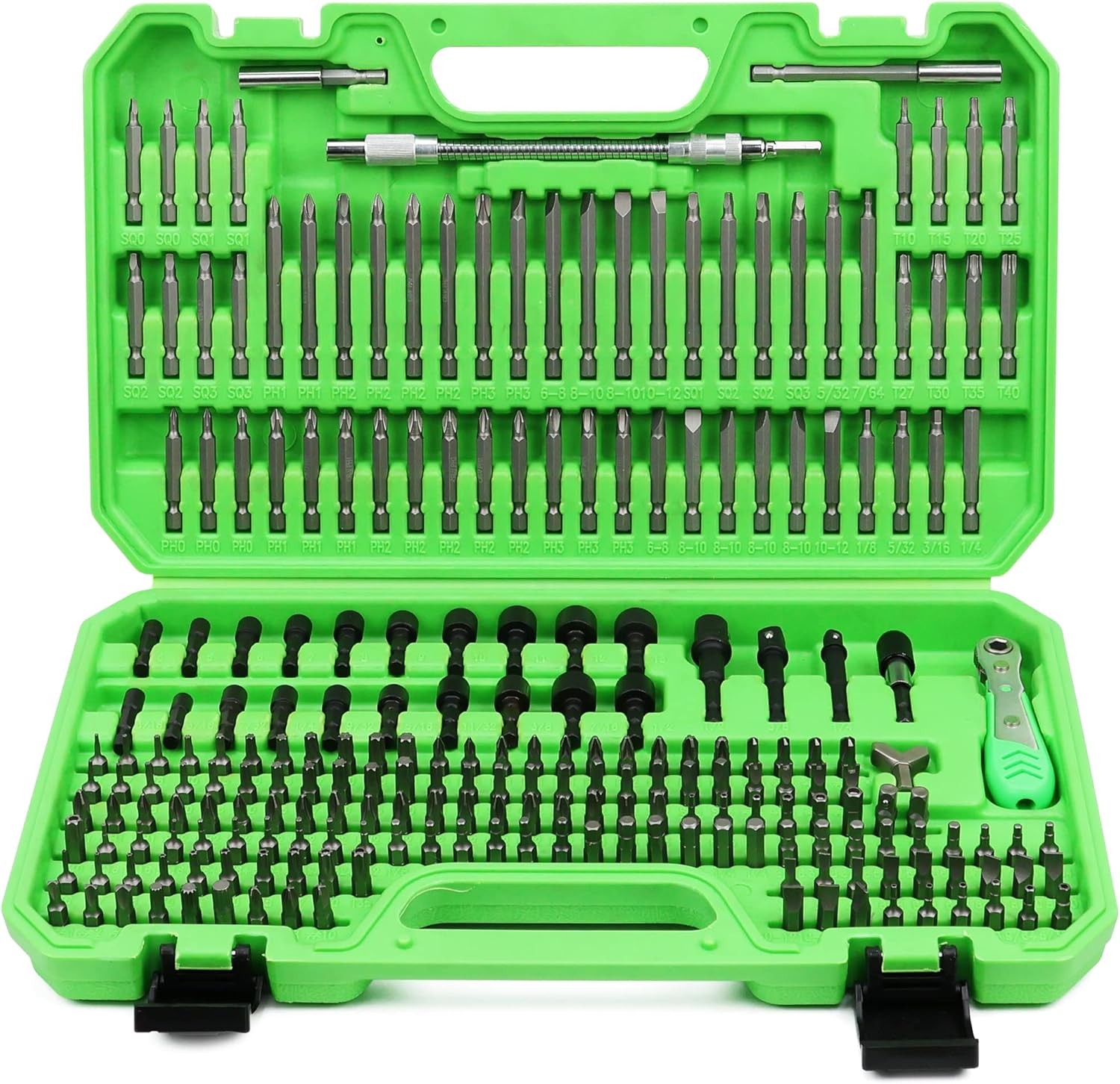 232 Pc Screwdriver Bit Set, Ultimate Ratchet Wrench & Nut Driver Kit w/ Holder