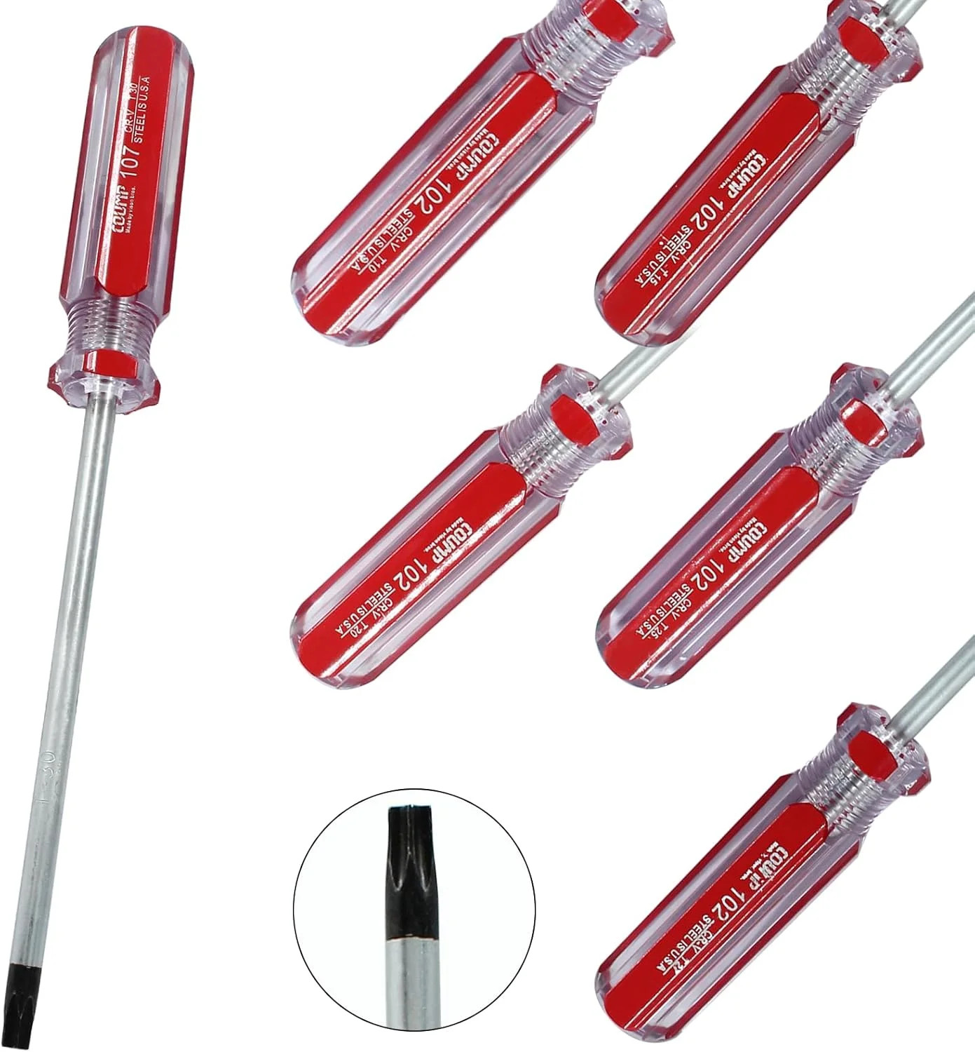 6 Pc Security Torx Screwdriver Set with Magnetic Tip, T10 T15 T20 T25 T27 T30…