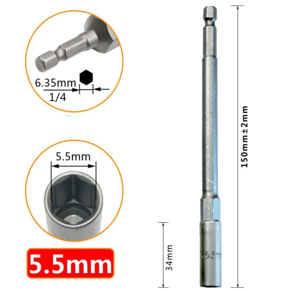 Machinery Carpentry Socket Wrench Pistol Drills Hexagon Nut 150mm Adapter