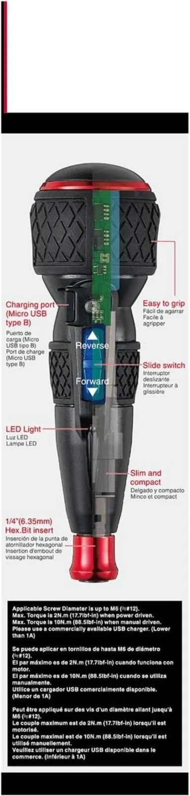 e-ASSIST Dual-Mode Screwdriver | High Torque, Built-in LED Light, Lightweight