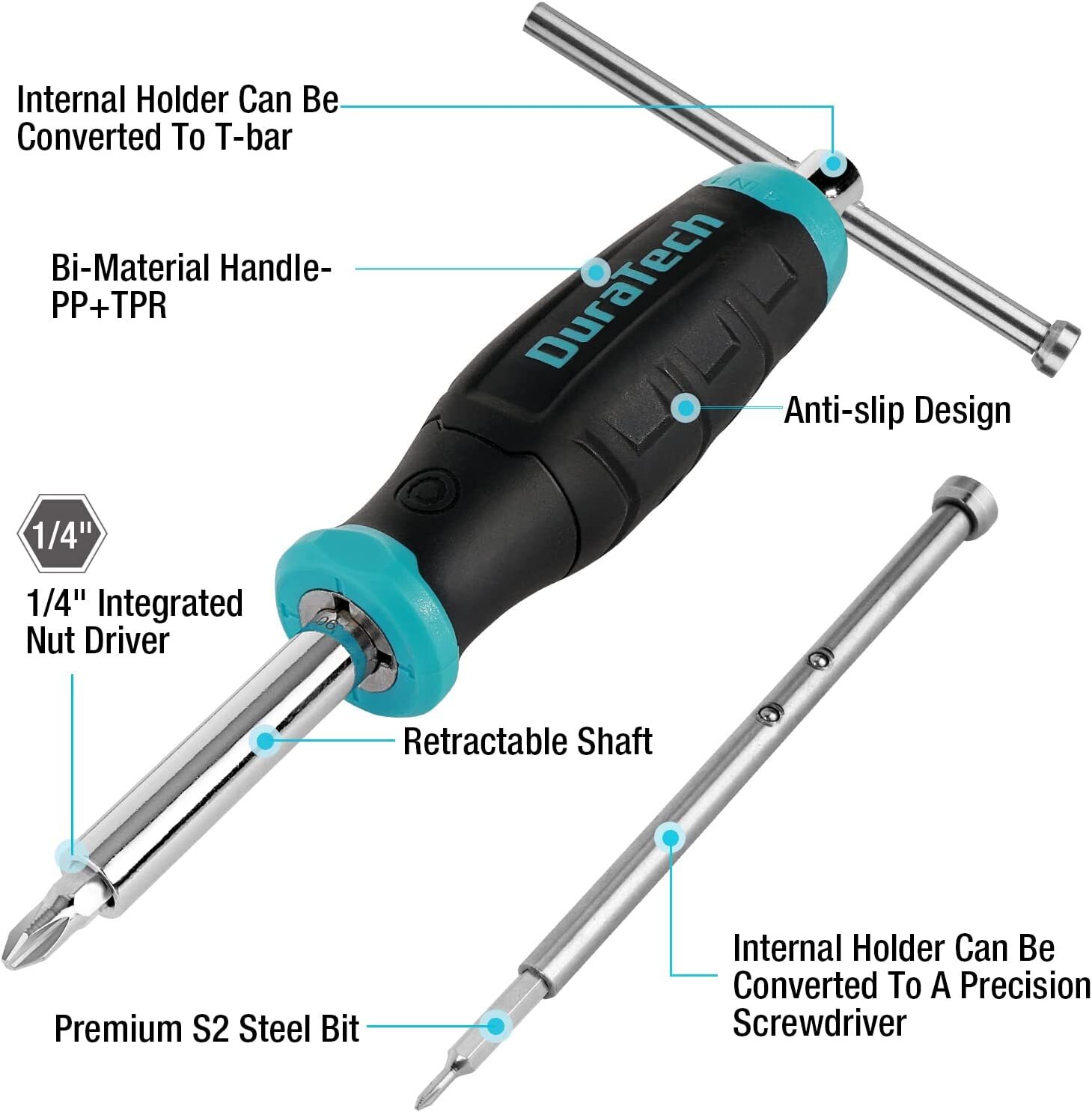 DURATECH 18-in-1 Multi-bit Screwdriver Phillips/Slotted/Torx/Square Screwdriver