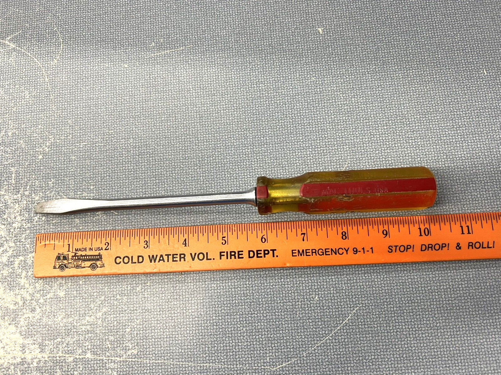 Vintage Mac Tools Hard Clear Handle Flat/Slotted 3/8″ Tip 6″ Shaft Made in USA