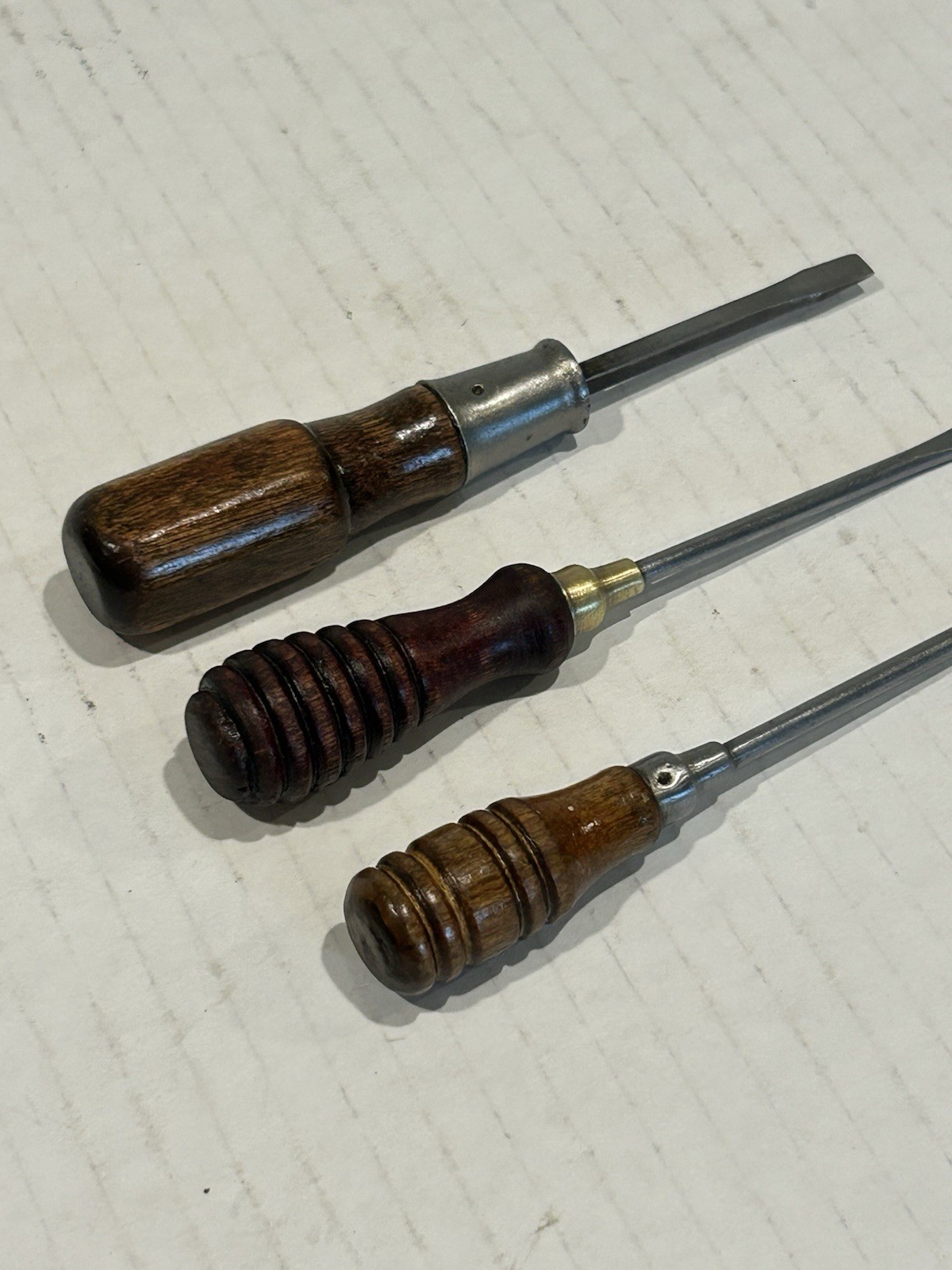 Small Vintage 3pc Jewelers Wood Handle Flat Tip Screwdrivers Slotted