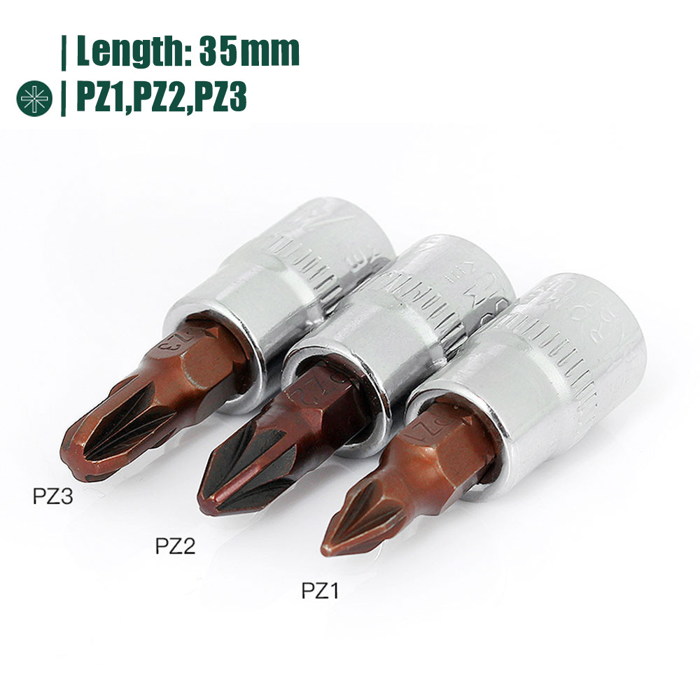 Torx/Hex/Slotted/Phillips/Pozi Bit Socket 1/4″ Square Drive Socket S2 Steel