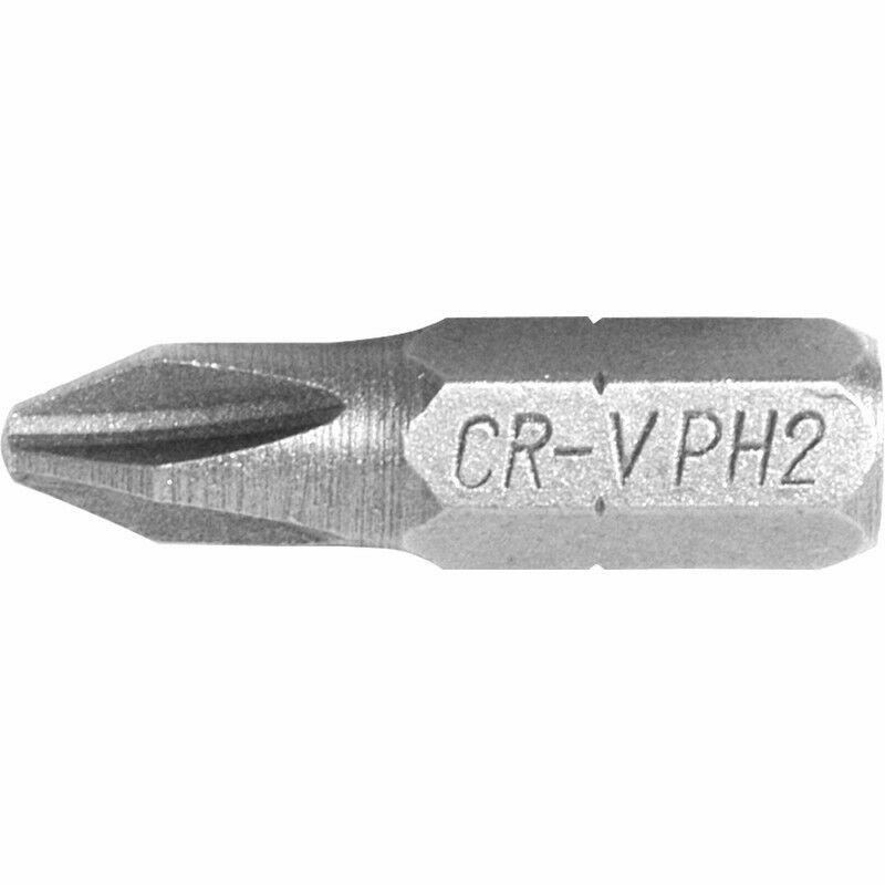 Phillips #2 Screwdriver Bit 1″ Long PH2 Insert Bit Cr-V (Pack of 10-25-50-100)