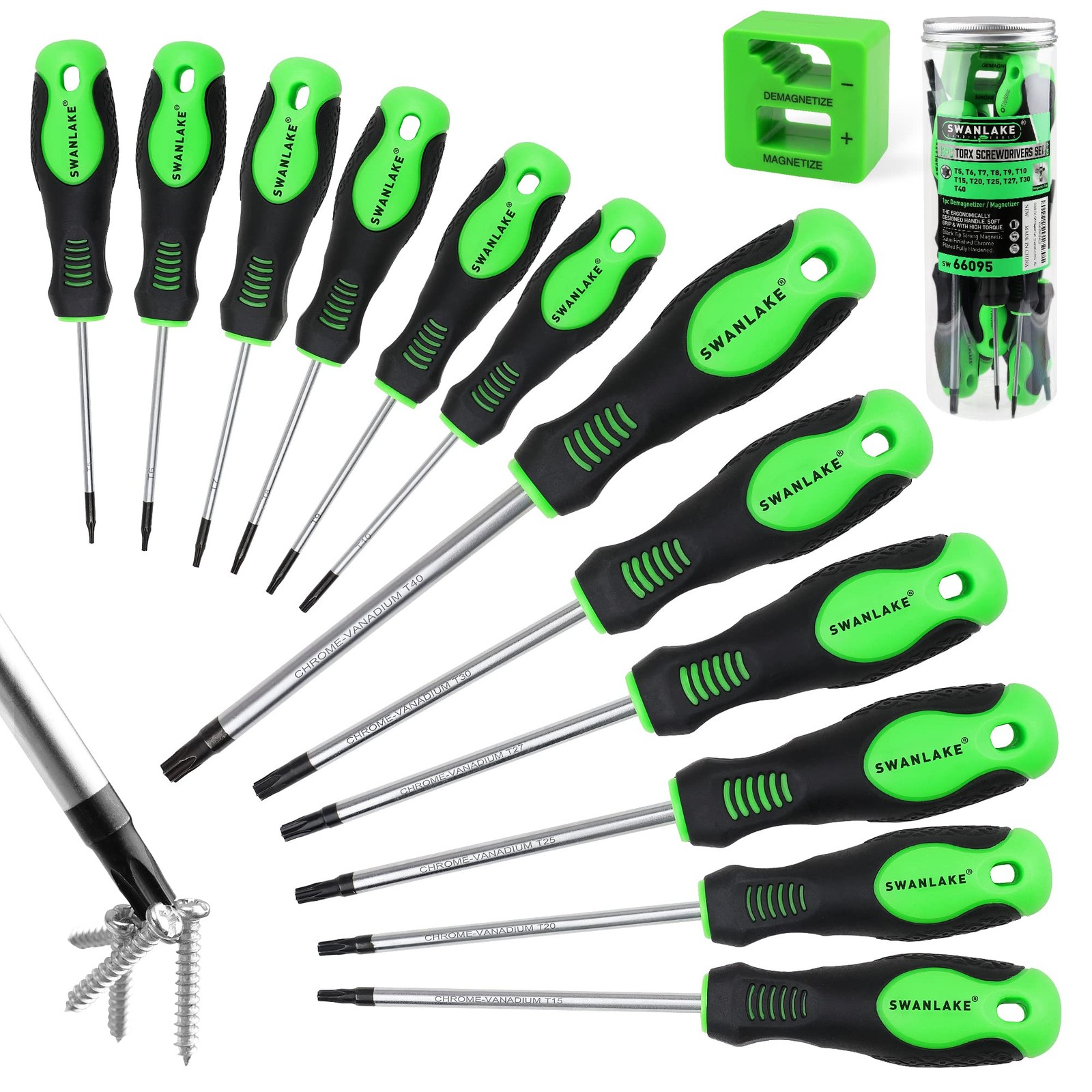 Magnetic Torx Screwdriver Set – 13 Pieces – T5 to T40 Star Screwdrivers