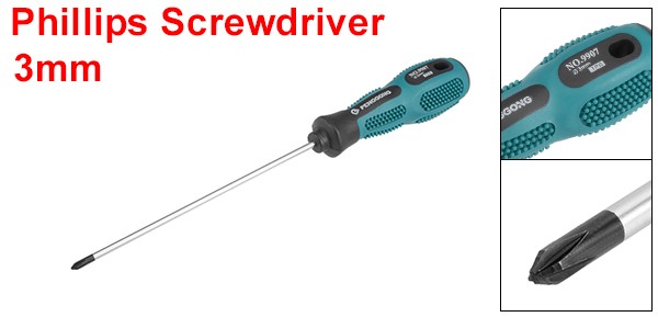 #0 Phillips Screwdriver 5 Inch Round Shaft Non Slip Comfortable Handle Green