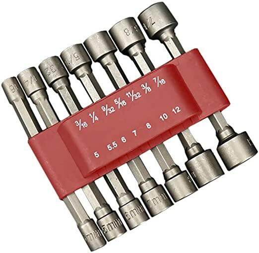 14PC Power Nut Driver Set Dual Metric&Standard SAE 1/4″ Shank Black/ Red