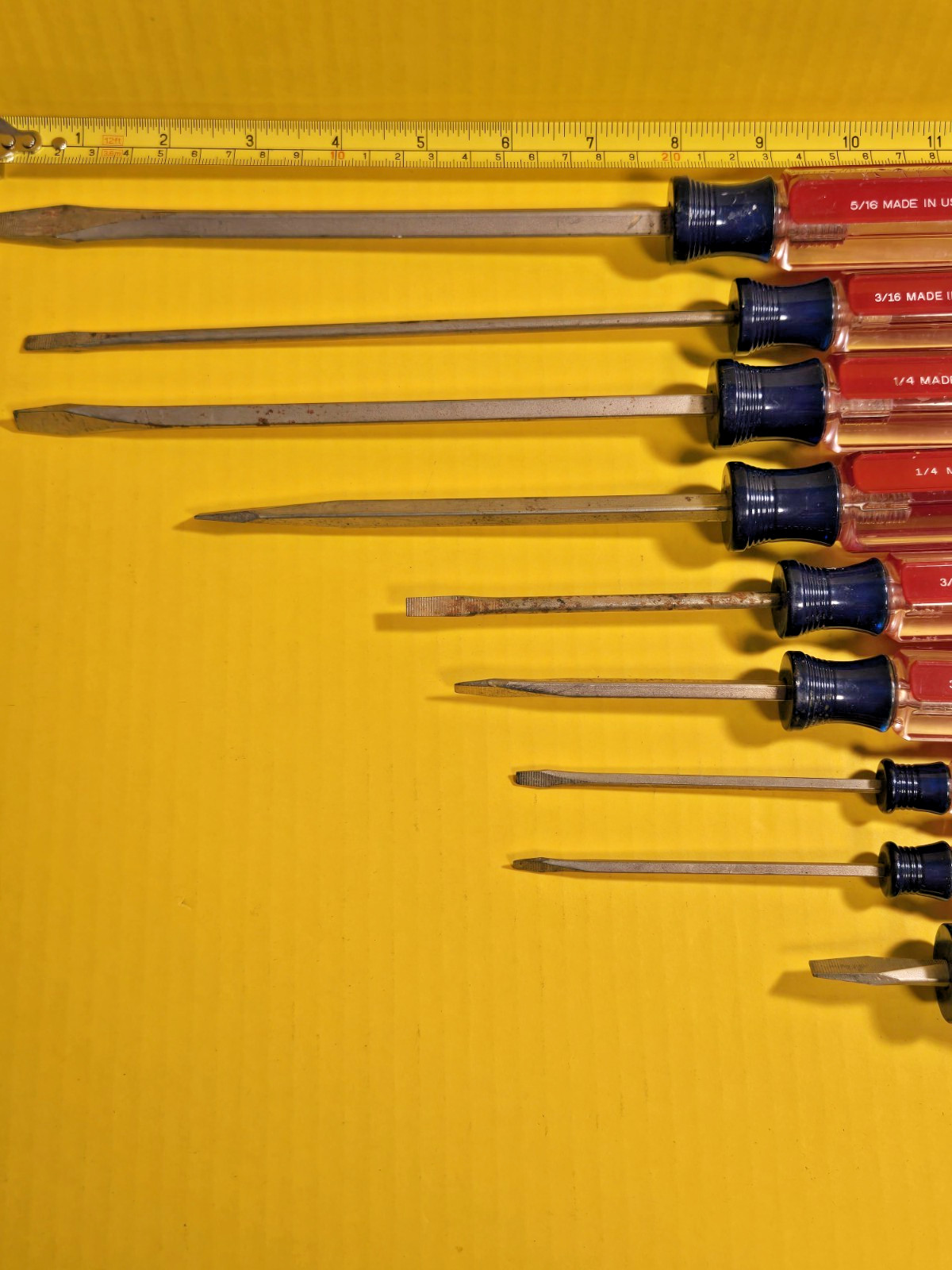 Vintage Craftsman USA WF Slotted Screwdriver Set Red & Clear Lot Of 9