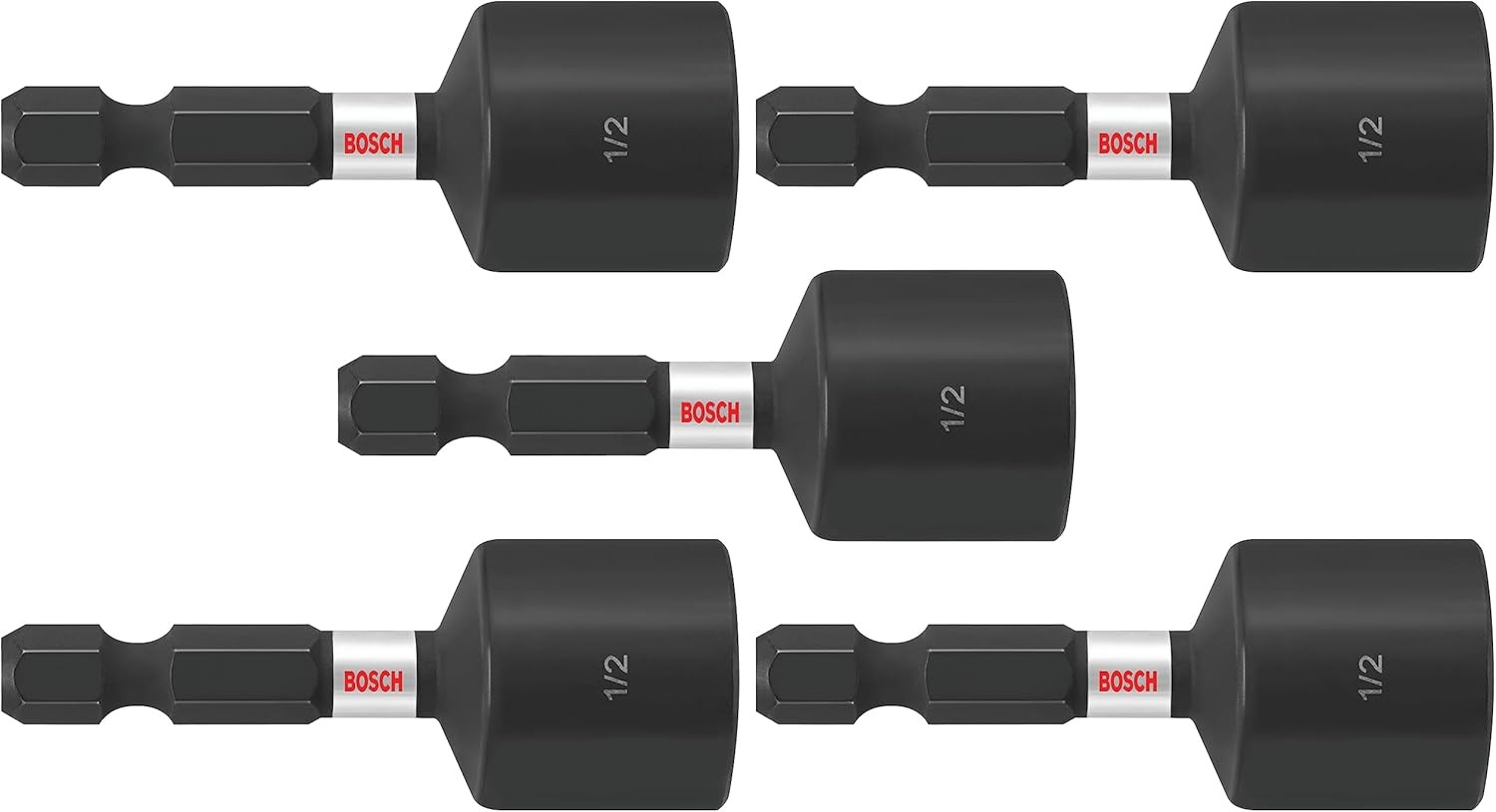 (5 PACK) BOSCH ITNS12 1-7/8 In. x 1/2 In. Impact Tough Magnetic Nutsetter