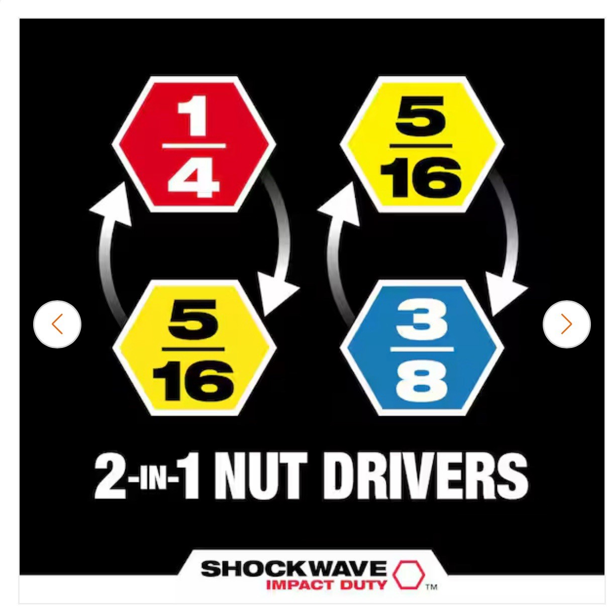 Milwaukee 49-66-4565, SHOCKWAVE Impact-Duty 2-in-1 Nut Driver Set (4-pieces)