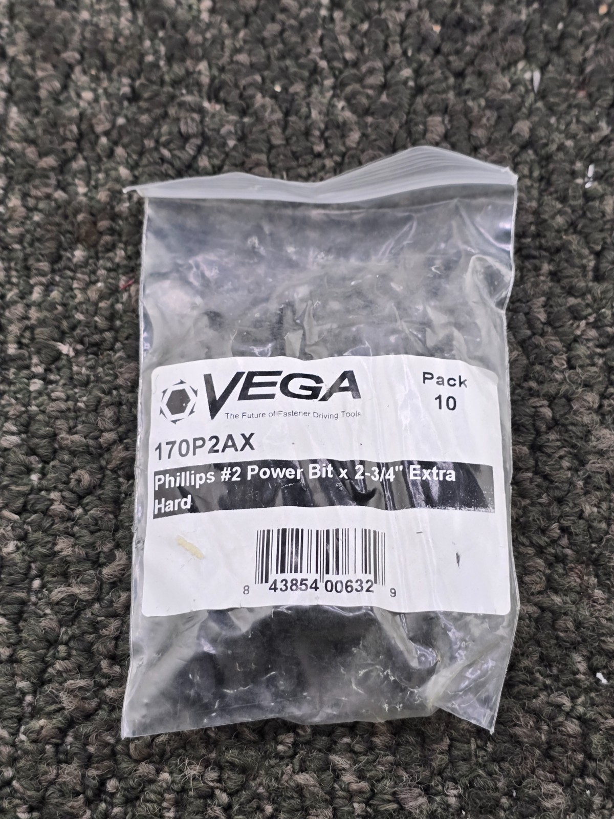 (QTY 70) Vega 170P2AX: Power Bit Phillips 1/4″ Hex, #2 Tip, 2-3/4″, Extra Hard
