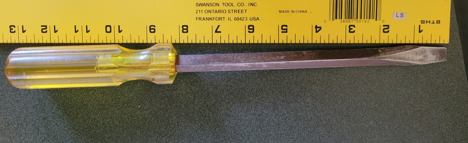 Williams #8 Heavy-Duty 7/16″ Flat/Slotted Screwdriver Amber Plastic Handle 13 in