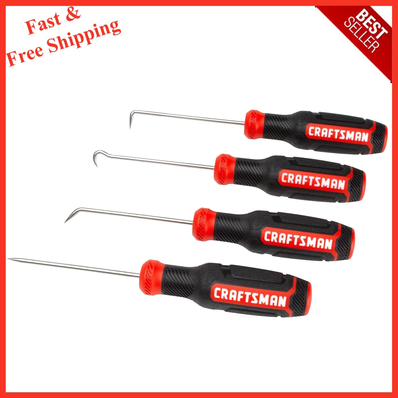 CRAFTSMAN 4 Piece Precision Steel Hook And Pick Set Grip Texture New CMHT65073