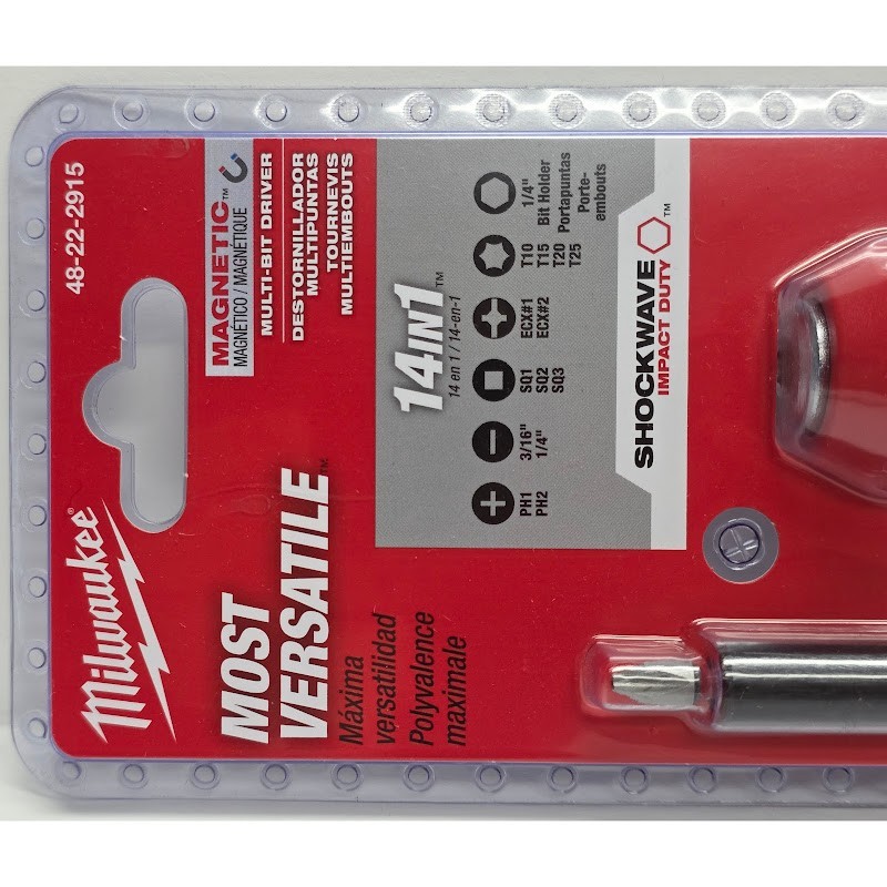 Milwaukee 48-22-2915 14-in-1 Multi-Bit Screwdriver W/ SHOCKWAVE Impact Duty Bits
