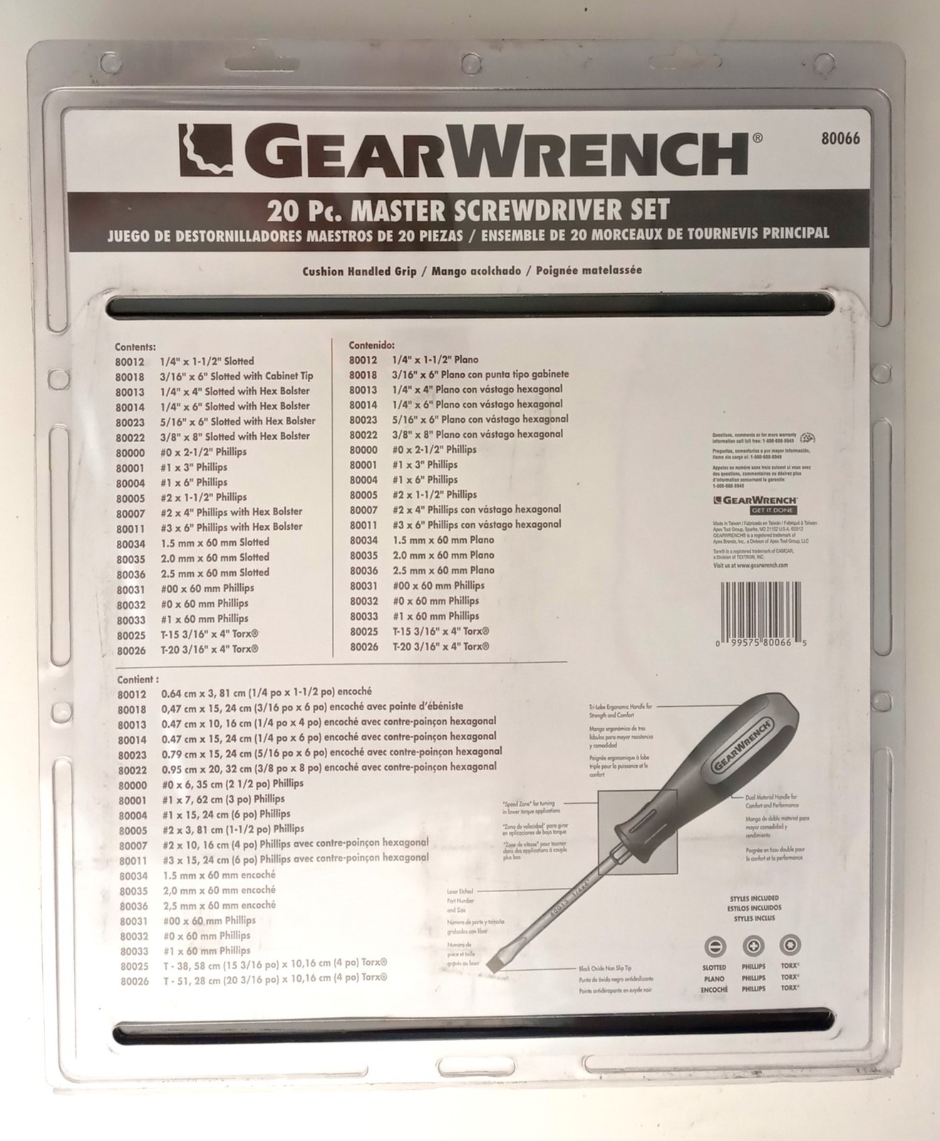 GearWrench 80066 20 Pc. Master Red Black Screwdriver Set Slotted Phillips Torx