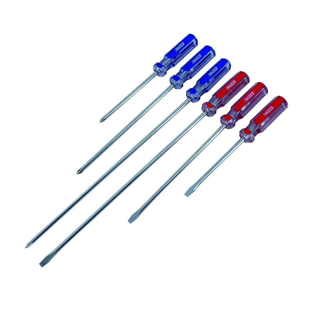 3″, 5″, & 8″ Slotted & Phillips 6 Piece Screwdriver Set Carbon Steel PVC Handles