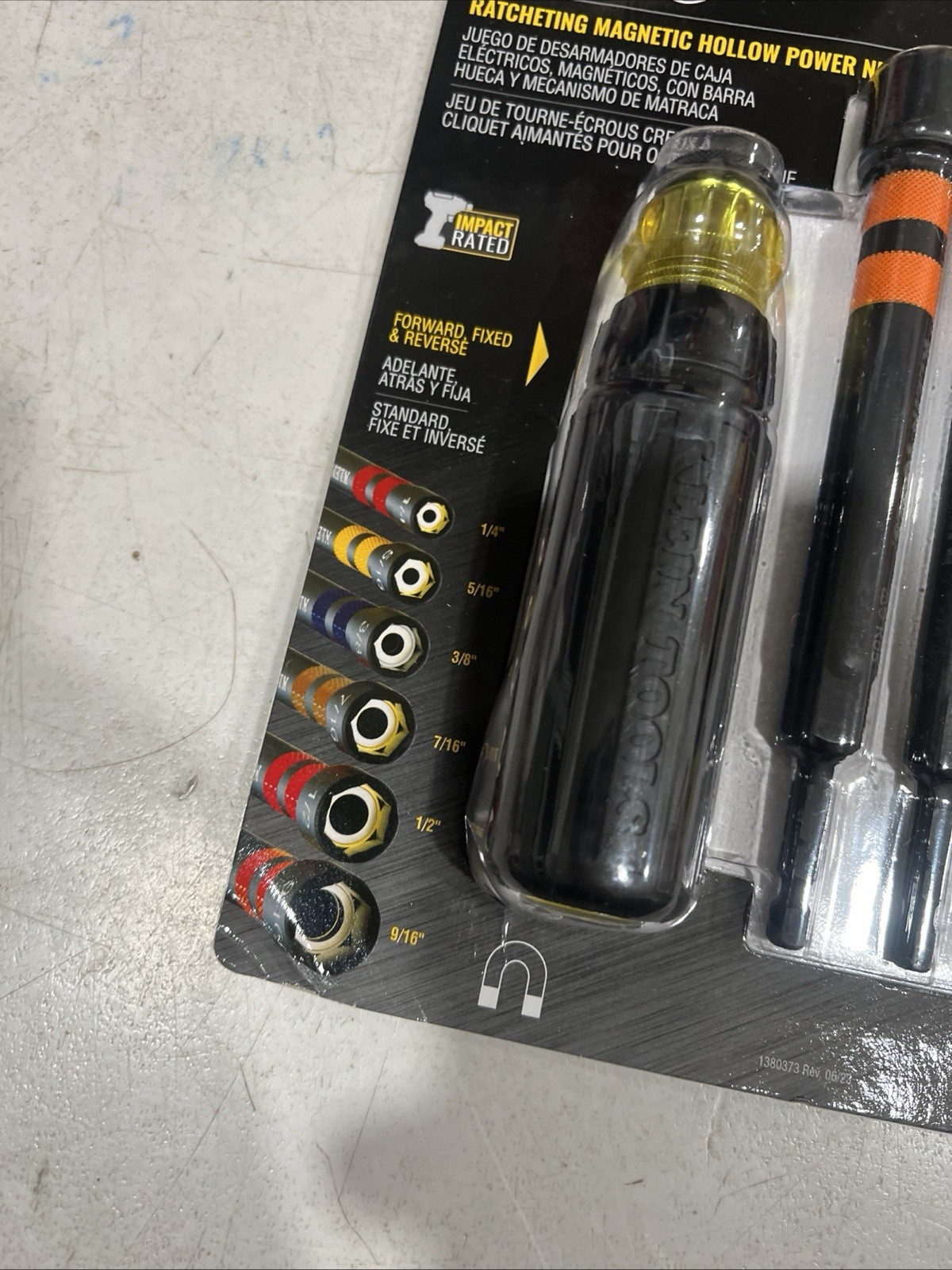Klein Tools 32950 Hollow Magnetic Color-Coded Ratcheting Power Nut Driver, 7 Pc.