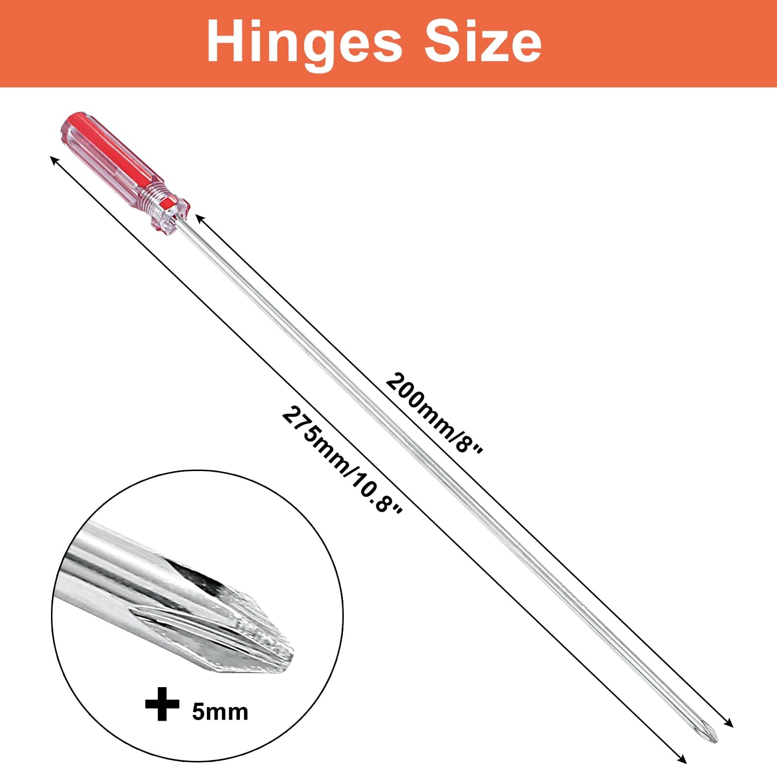 8″ Phillips Screwdriver #1 Extra Long Shaft Magnetic Tip Red Handle