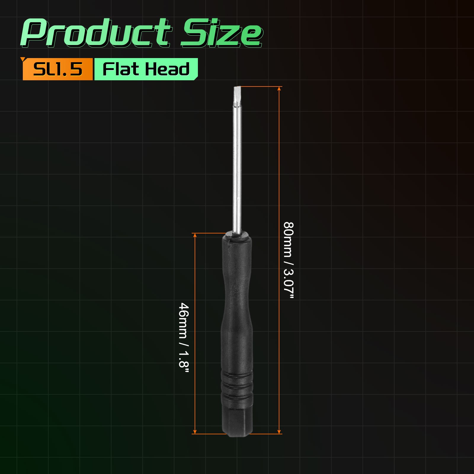 12pcs SL1.5 Mini Flat Head Screwdriver 3.07″ Screwdrivers Carbon Steel, Black