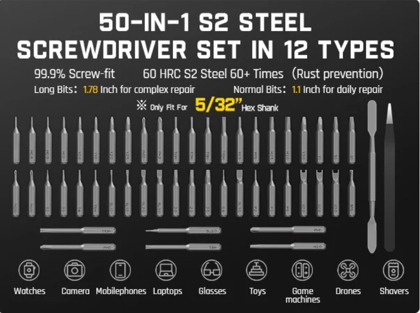 Fanttik E1 Ultra Electric Screwdriver, Mini Precision Screwdriver Set