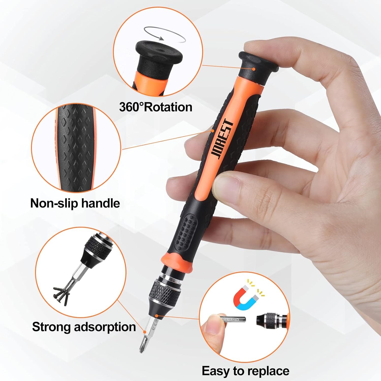 JOREST 24Pcs Small Precision Screwdriver Set with Torx T5 T6 T8 T9, Y00, Star P5