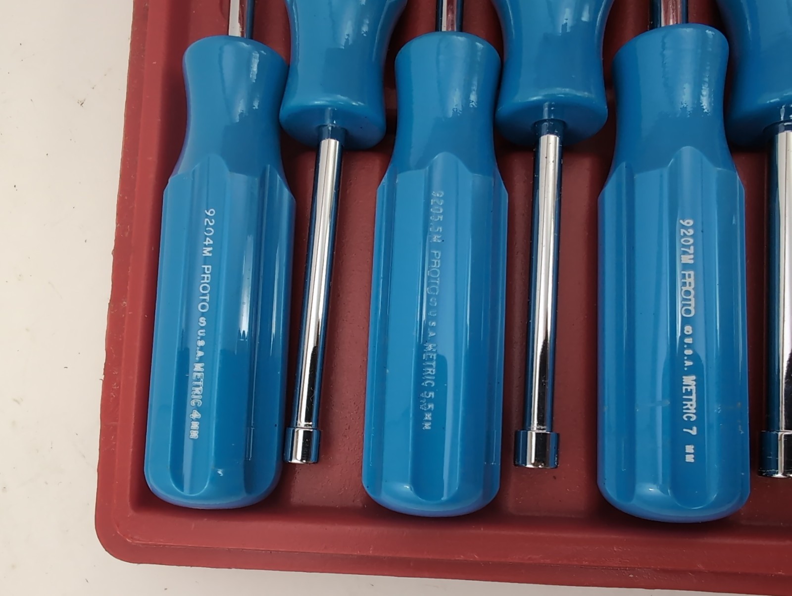 PROTO 11pc Solid Round Shank Nut Driver Set w/Case 4mm-14mm