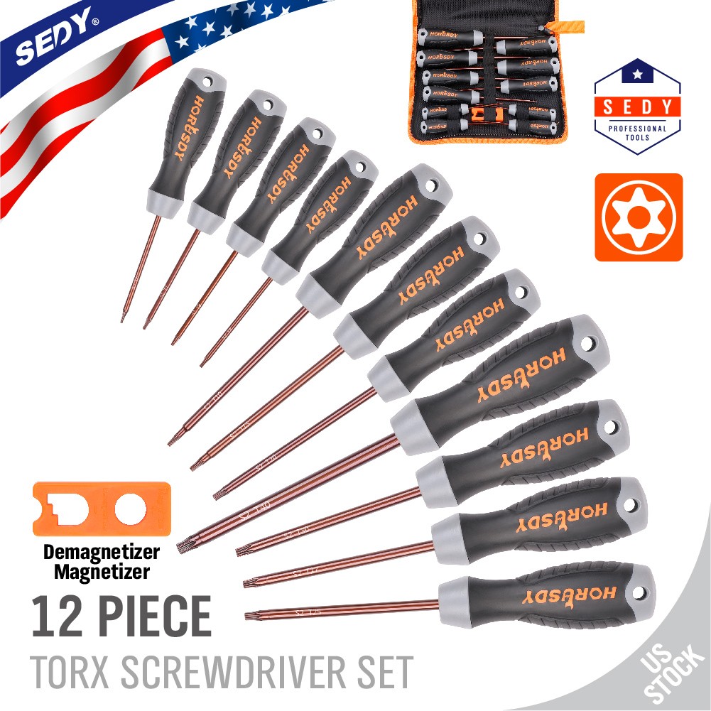 12 PC Torx Screwdriver Set Magnetic Security Tamper Proof Star T6 – T40 S2 Steel