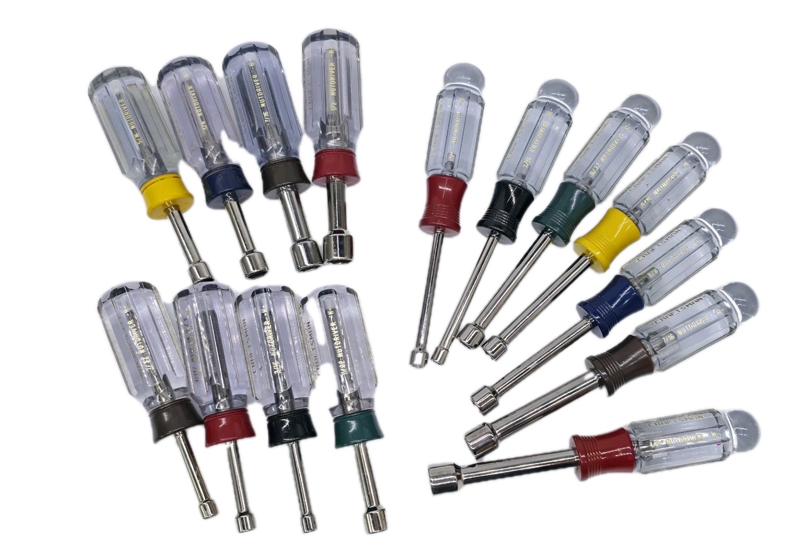 15 piece Craftsman Nut Driver lot SAE Standard and Stubby sizes.