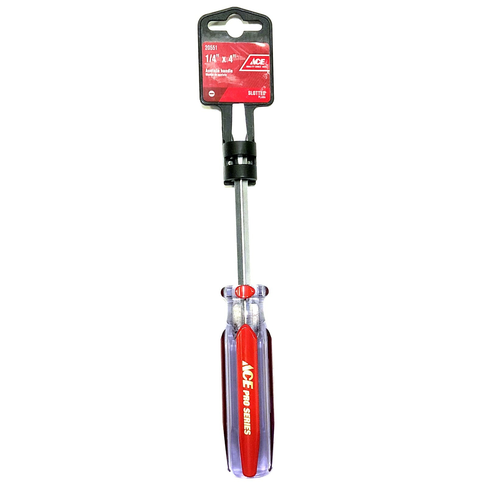 20551 1/4”x4” Slotted, Acetate Handle, ACE pro series, Taiwan Made, 0829012055