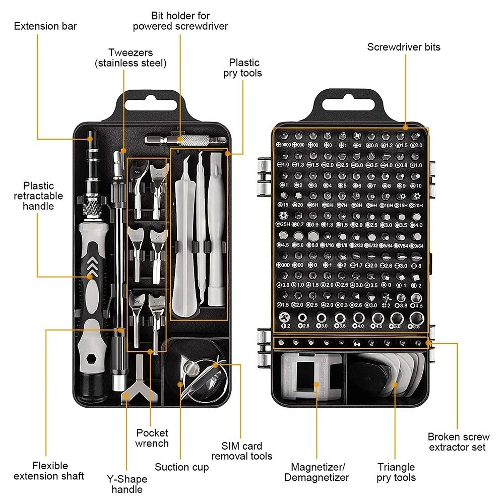 Magnetic Screwdriver Repair Kit Torx Phillips Bits Electronics Tools