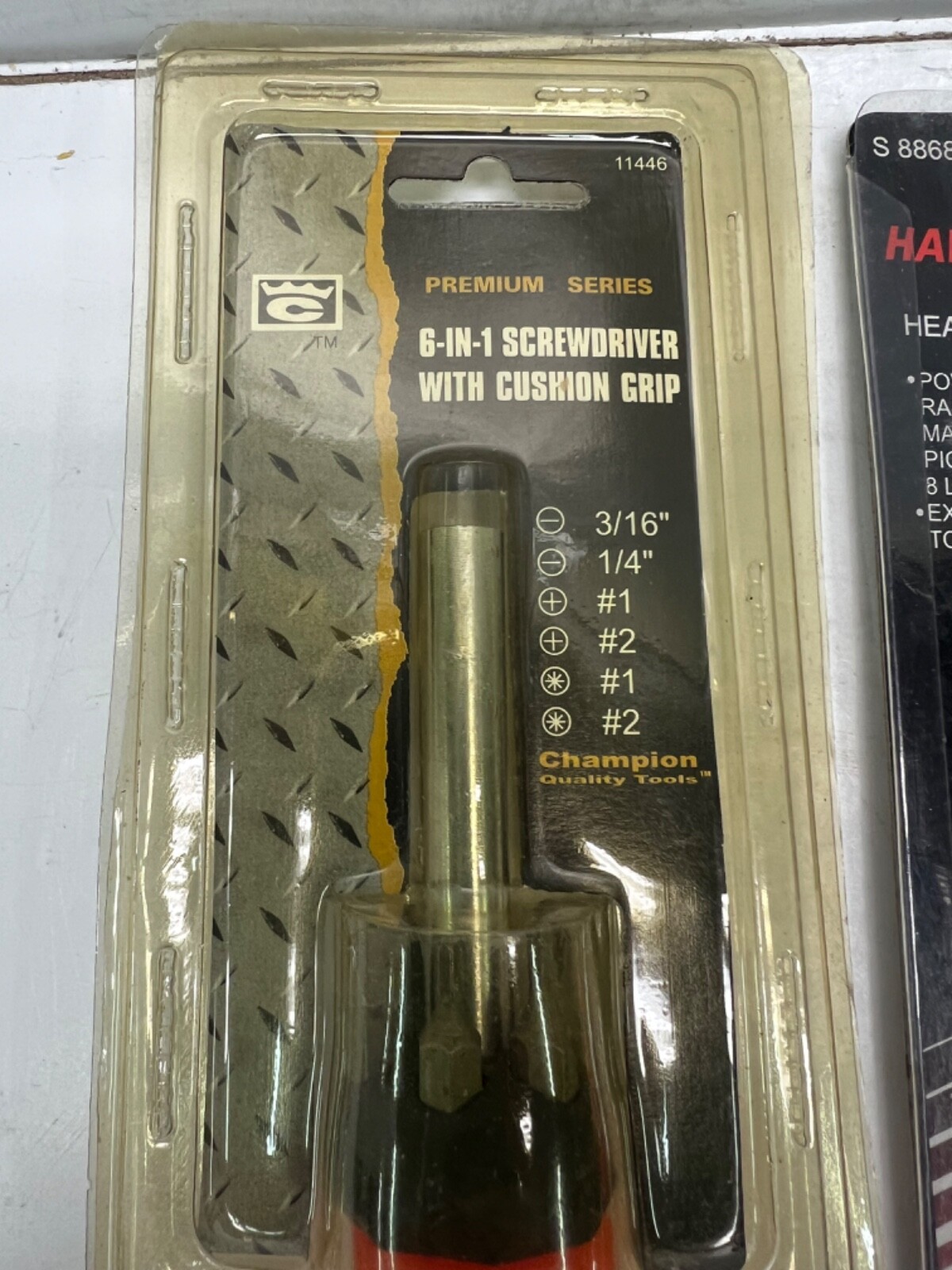 2 champion 6 in 1 screwdriver with cushion grip & 1 hawk magnet 8lb pick up tool