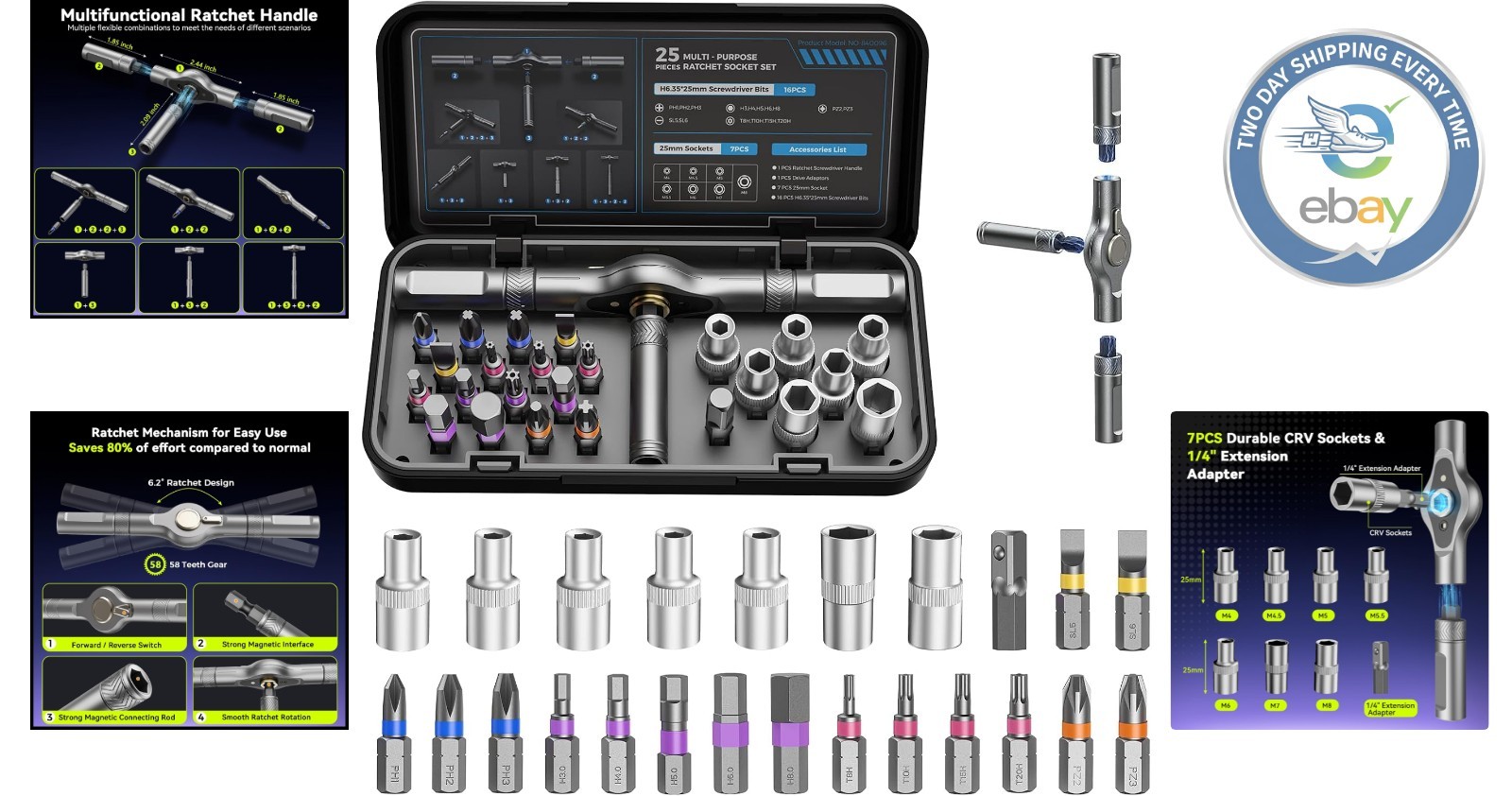 Versatile 25-in-1 Multi-Bit Screwdriver Kit with Magnetic Hold & Carry Case