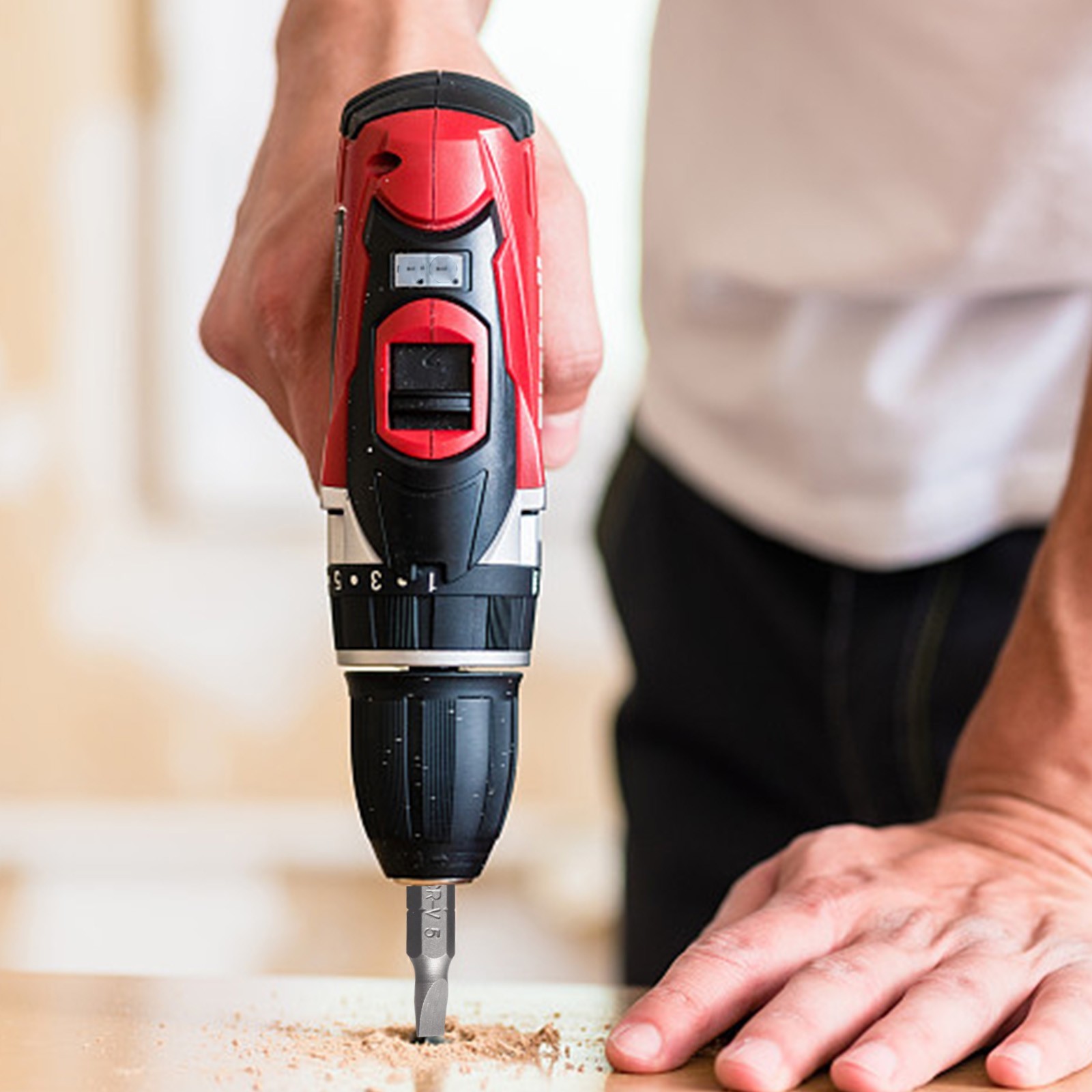 Woodworking Power Tool Set Including Magnetic Drill Bit and Connecting Rod