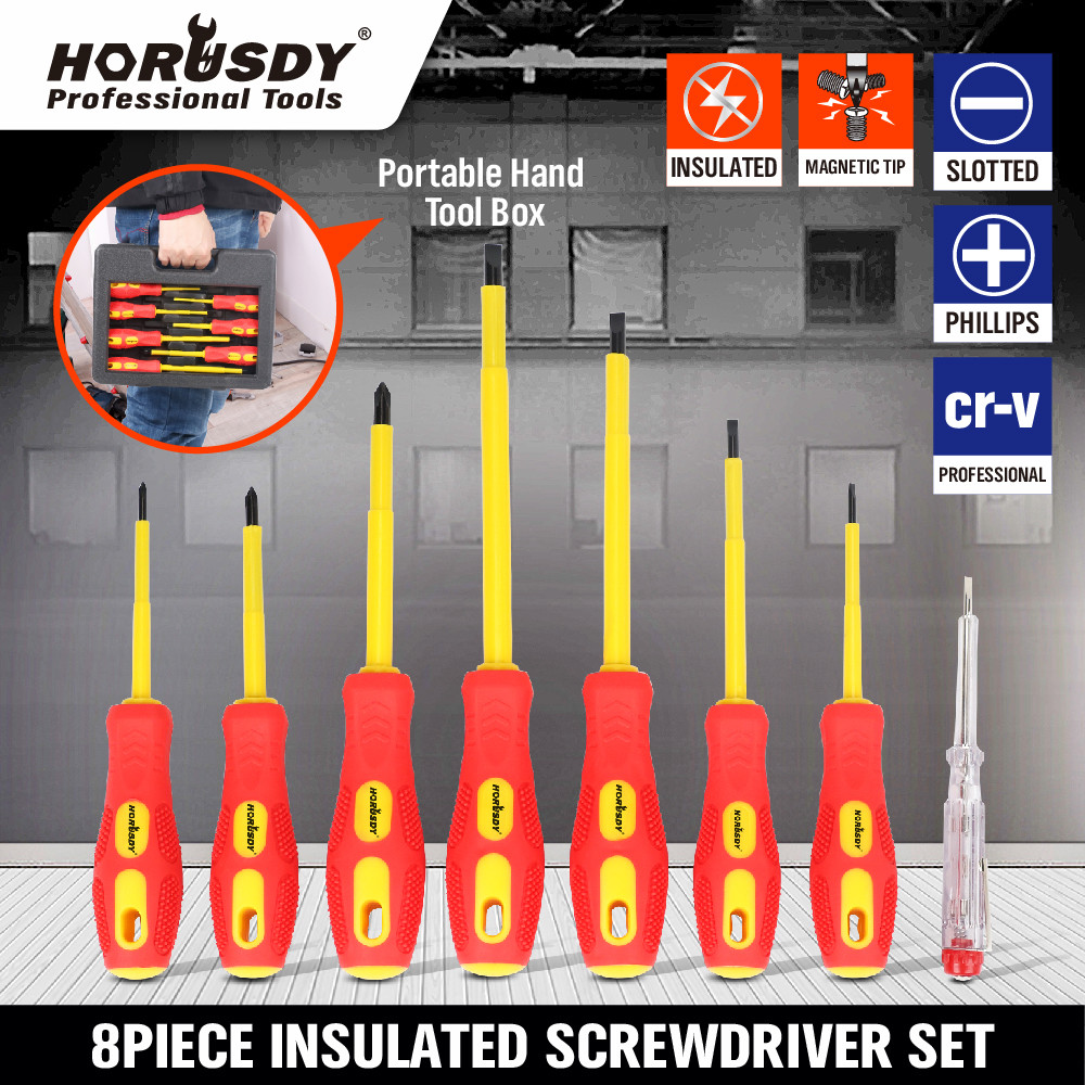 8pc Electrician’s Insulated Magnetic Electrical Hand Screwdriver Tool Set New