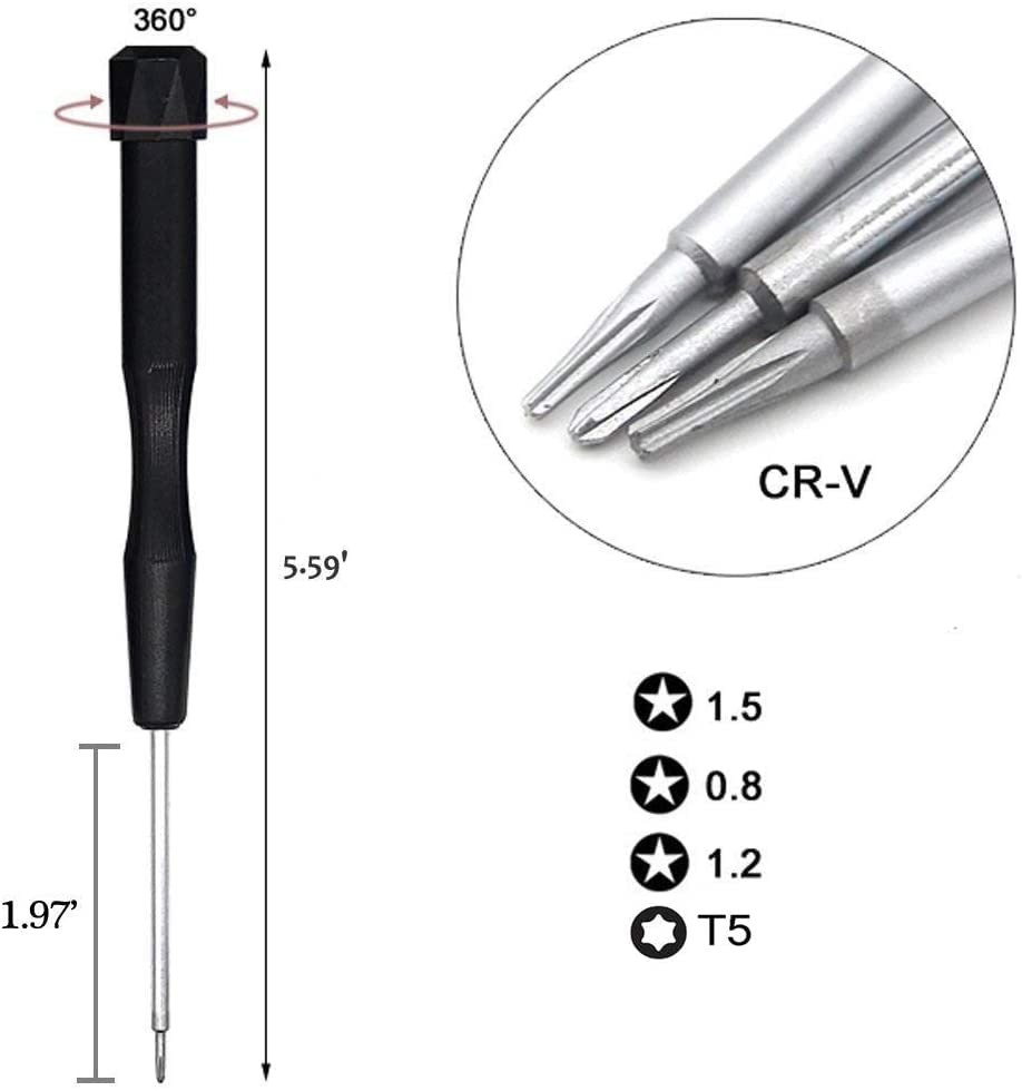 oGoDeal P2 P5 P6 Pentalobe Screwdriver, 5 Pointed Star, 0.8mm, 1.2mm and 1.5m…