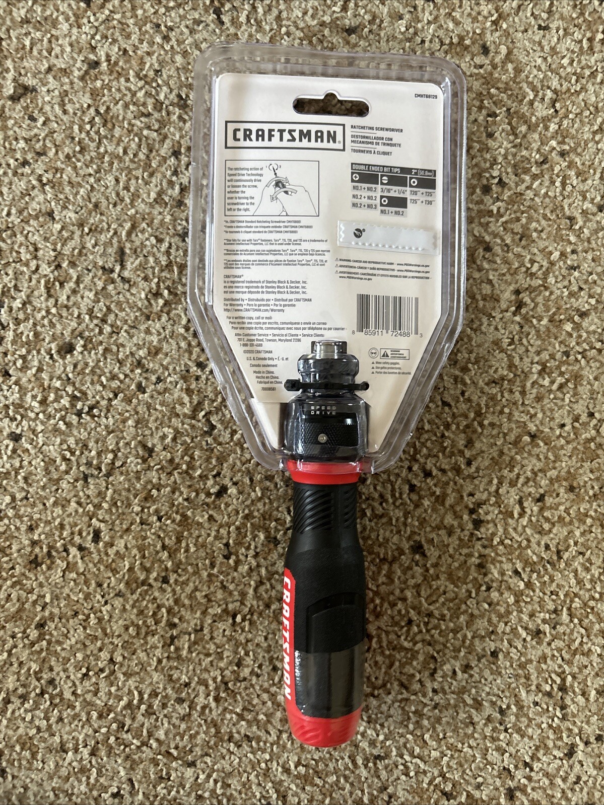 CRAFTSMAN Ratcheting Screwdriver SpeedDrive 2inch Double Ended Bits Included