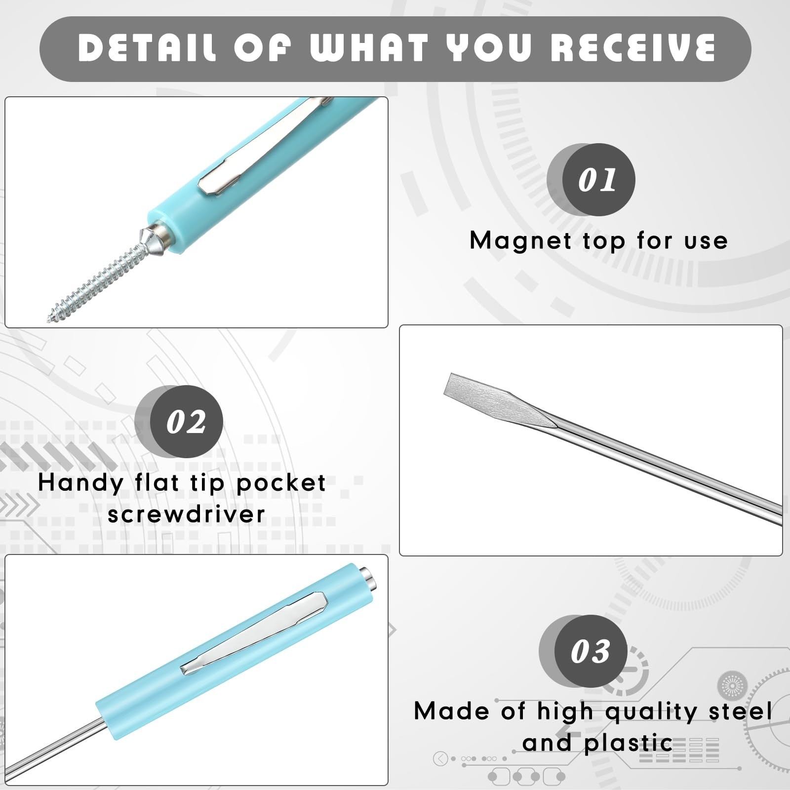50 Pcs Mini Magnetic Screwdriver Heads & Clips, 3.2mm Precision Tool Set