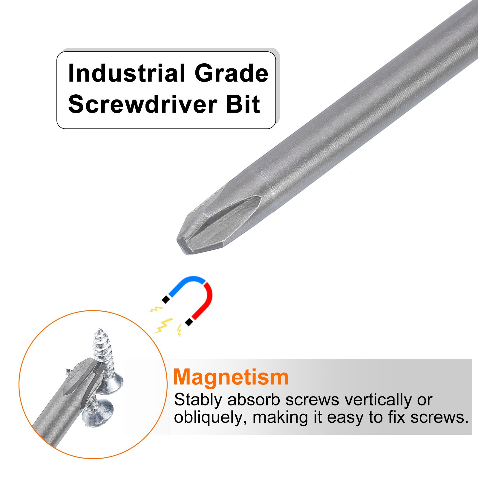 5pcs Magnetic Phillips Screwdriver Bit PH2 1/4″ Hex Shank 200mm Long 4.5mm Rod