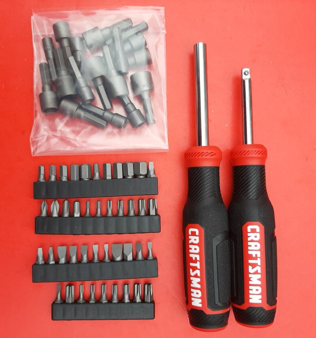 NEW 61 Piece CRAFTSMAN Magnetic Hex 1/4″ Driver Spinner HANDLE Bit Driver Set